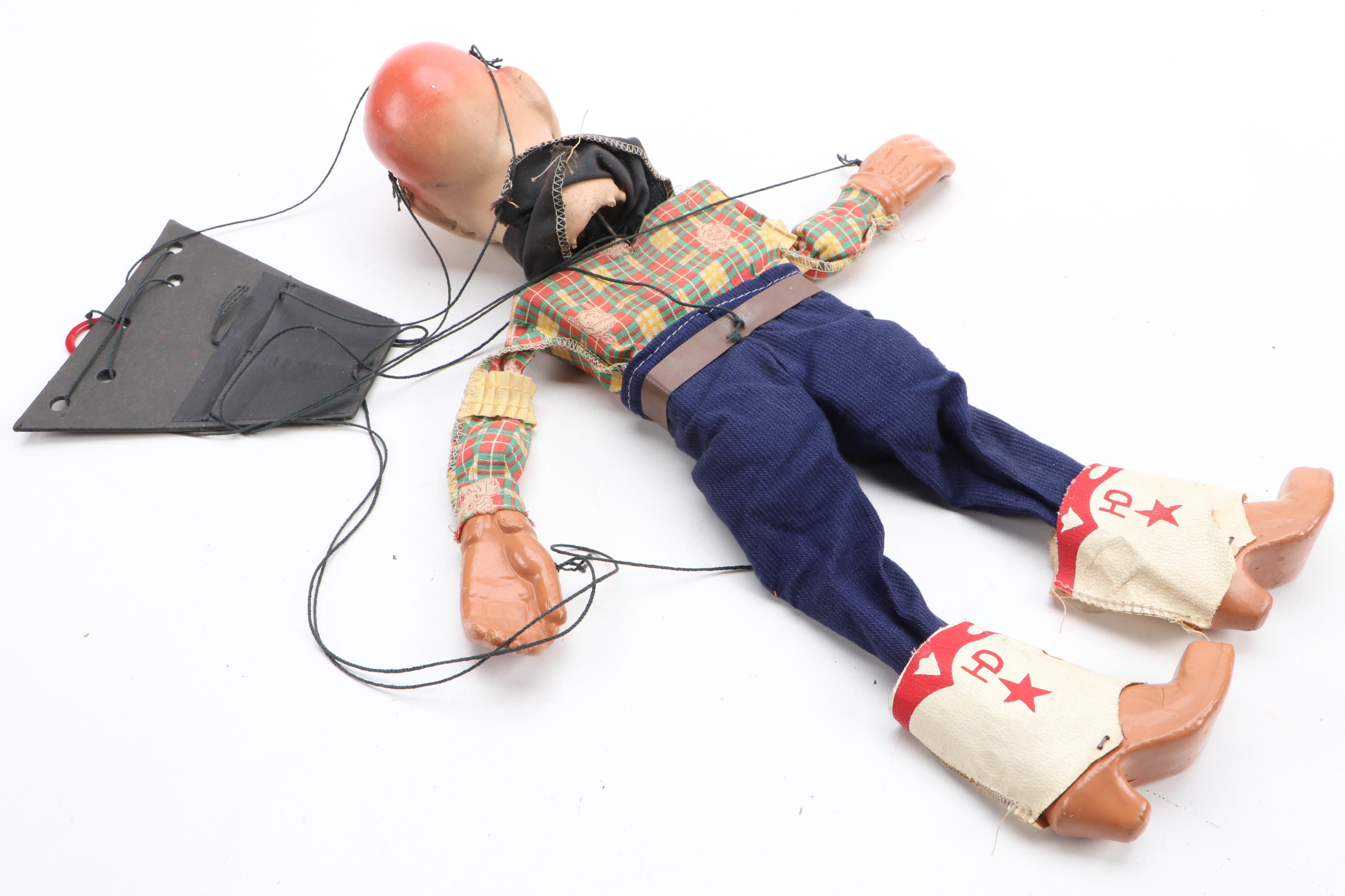 Howdy Doody Ventriloquist Doll, Marionette and Signed Buffalo Bob Photo