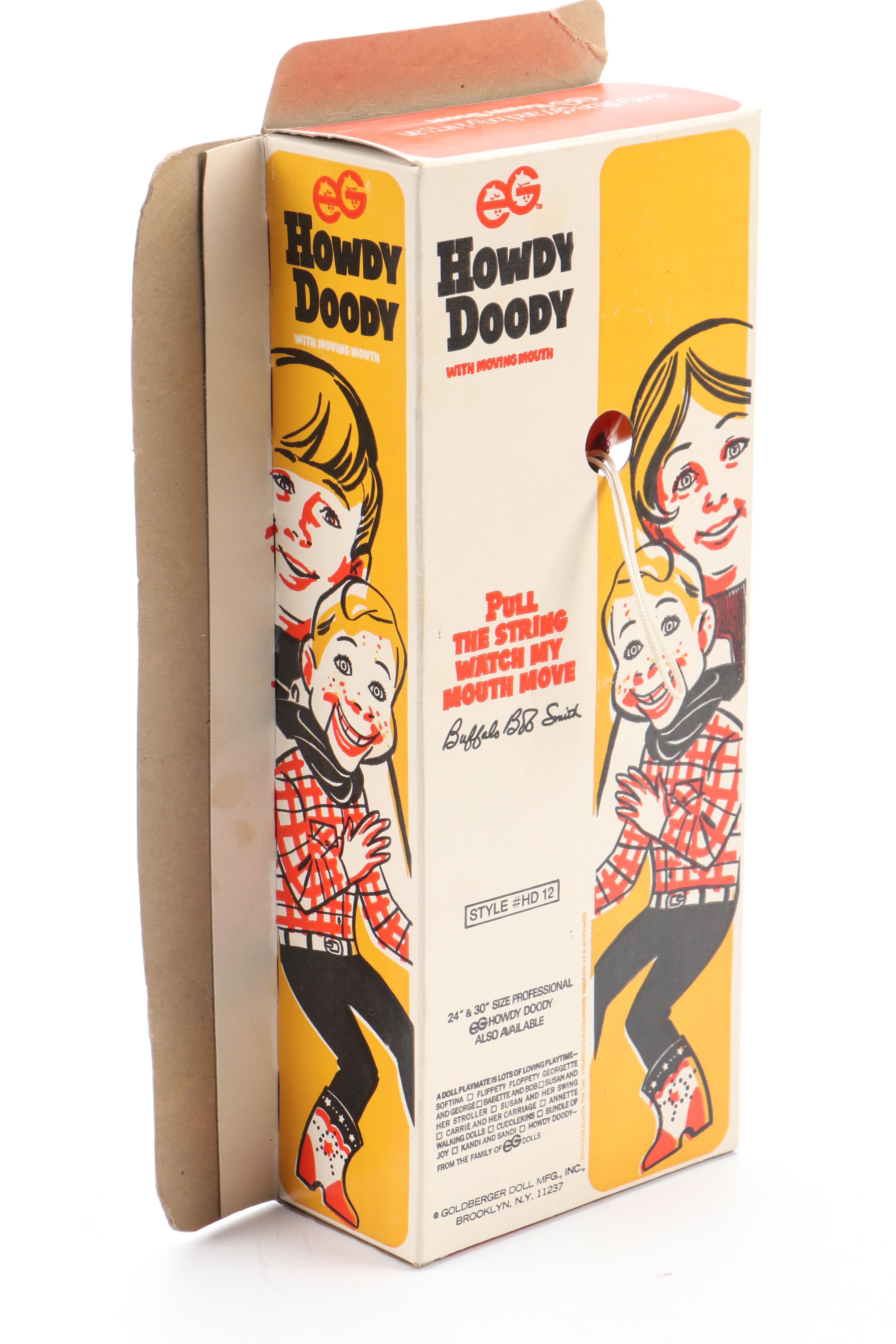 Howdy Doody Ventriloquist Doll, Marionette and Signed Buffalo Bob Photo