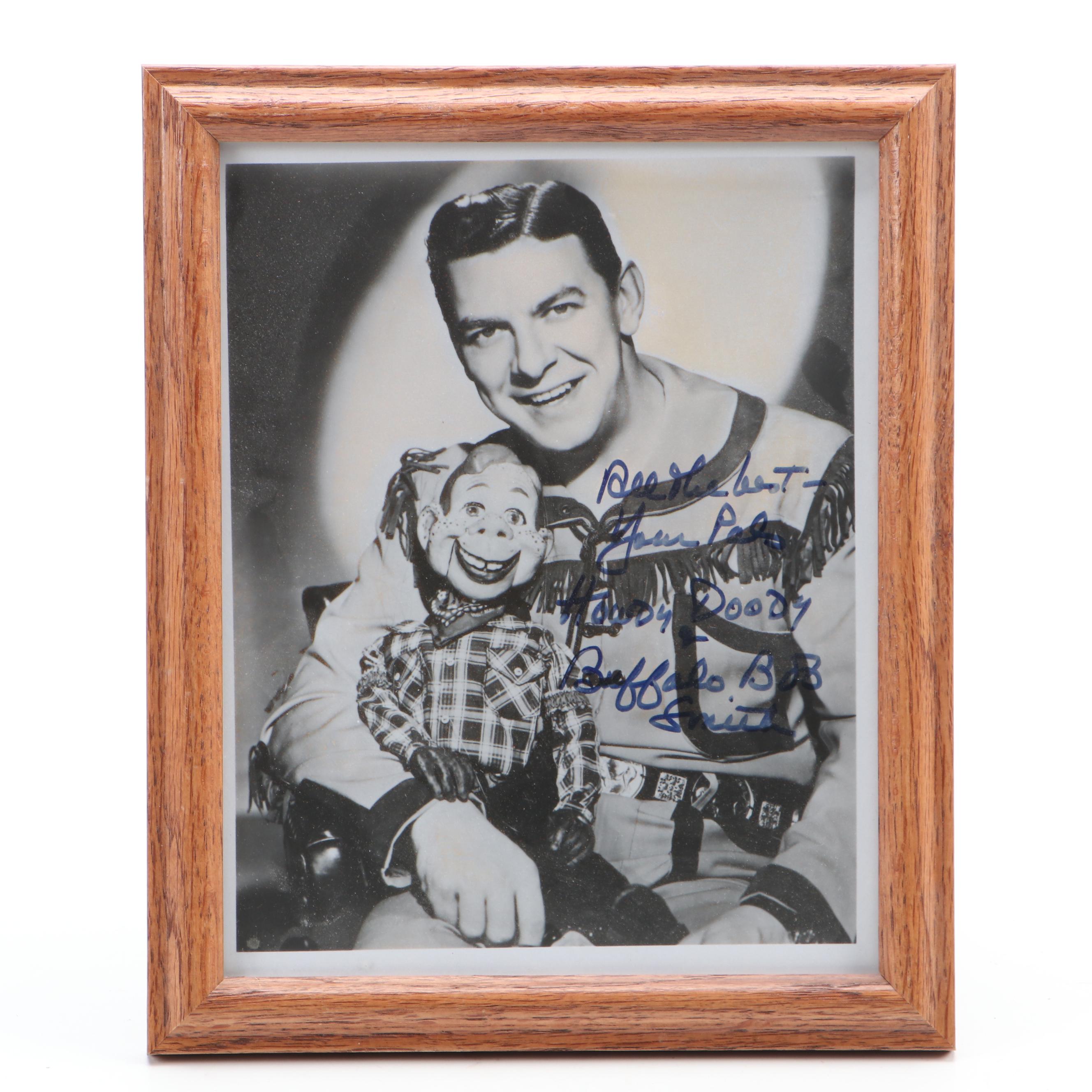 Howdy Doody Ventriloquist Doll, Marionette and Signed Buffalo Bob Photo