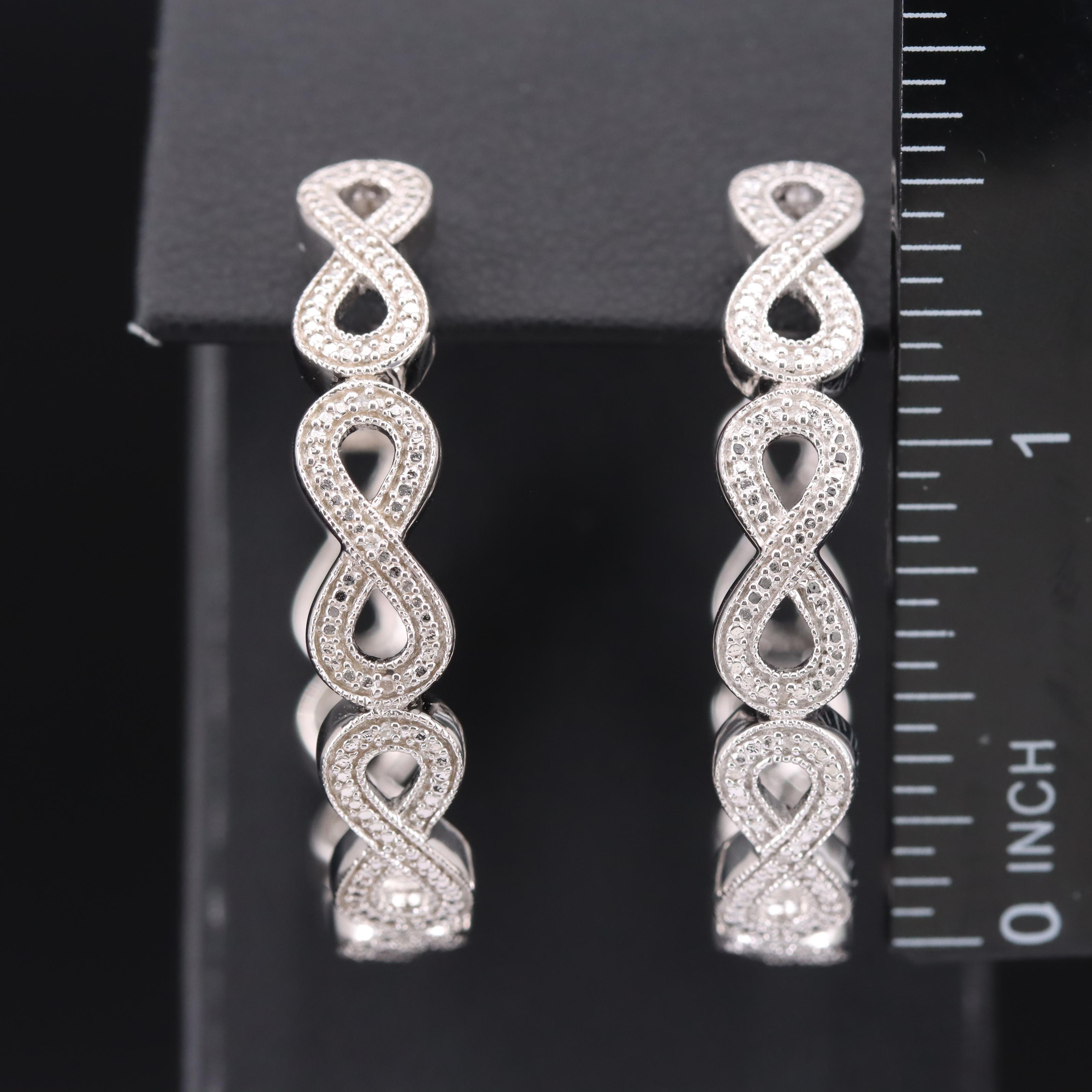 Sterling Diamond Infinity Hoop Earrings