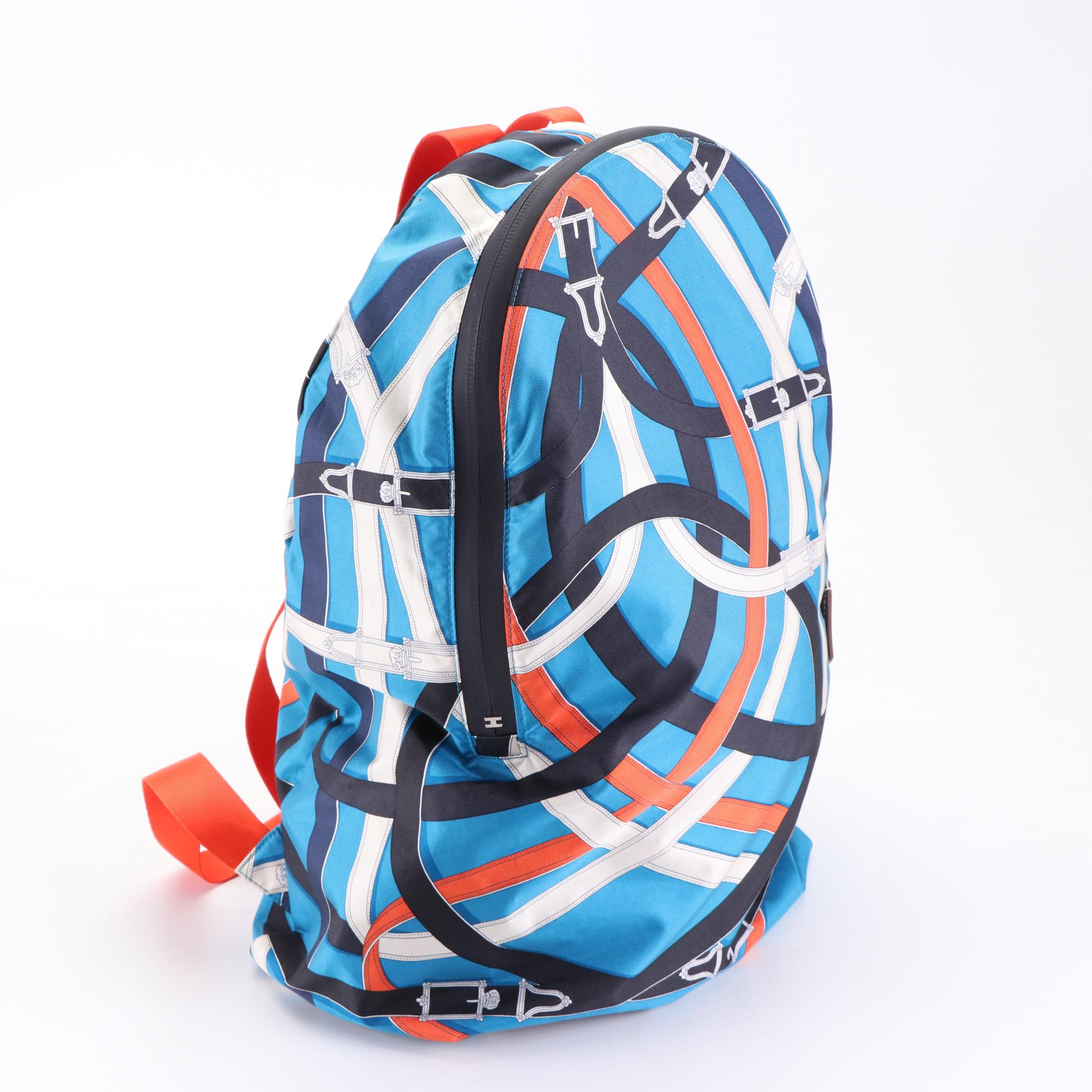 Hermès Airsilk Backpack in "Cavalcadour" Silk Twill