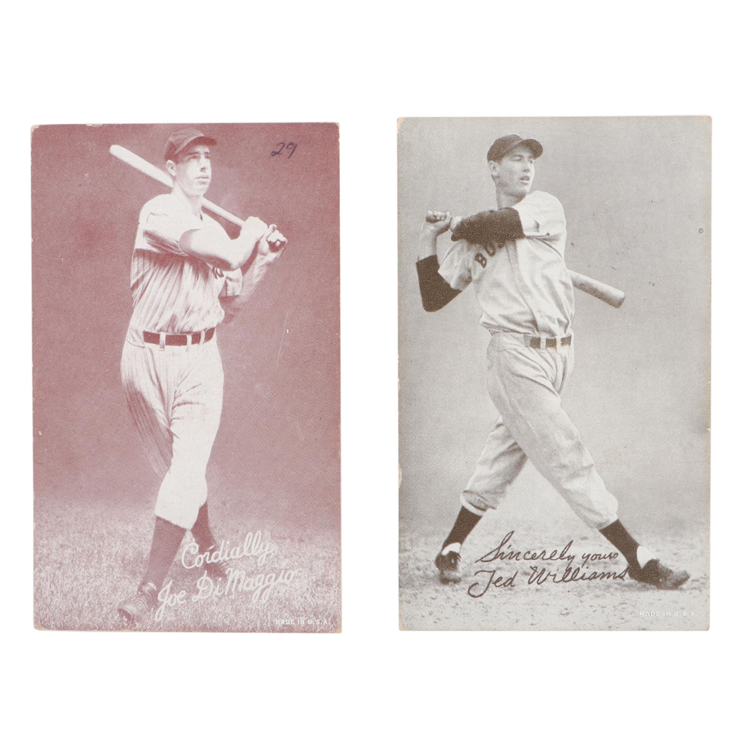 "1947-66 Baseball Exhibits" Ted Williams and Joe DiMaggio Hall of Fame Cards