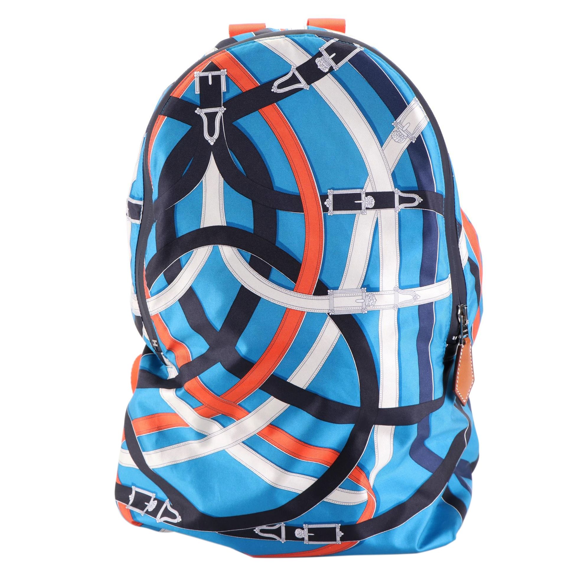 Hermès Airsilk Backpack in "Cavalcadour" Silk Twill