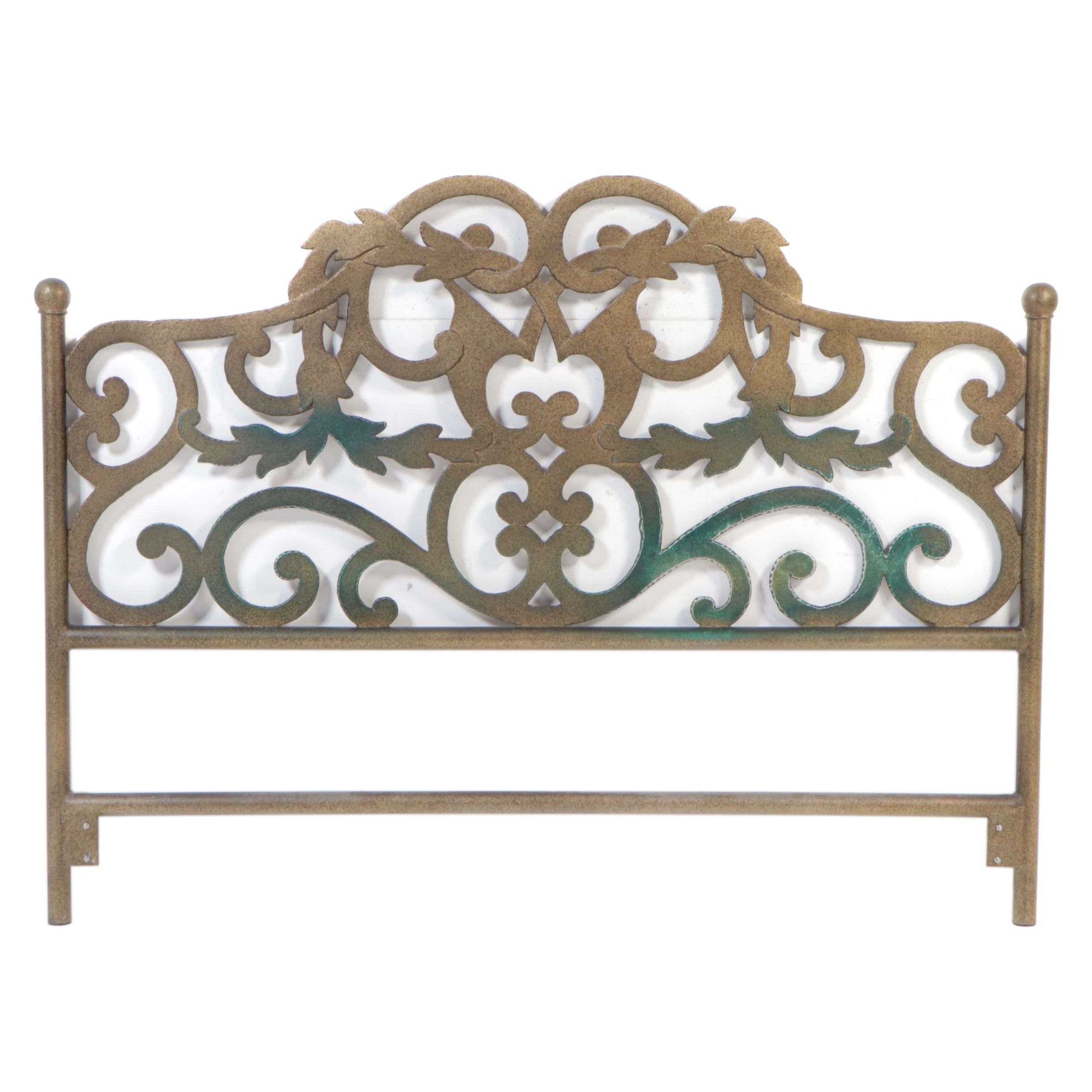 Gilt and Scrolled Metal King Size Headboard, Late 20th Century