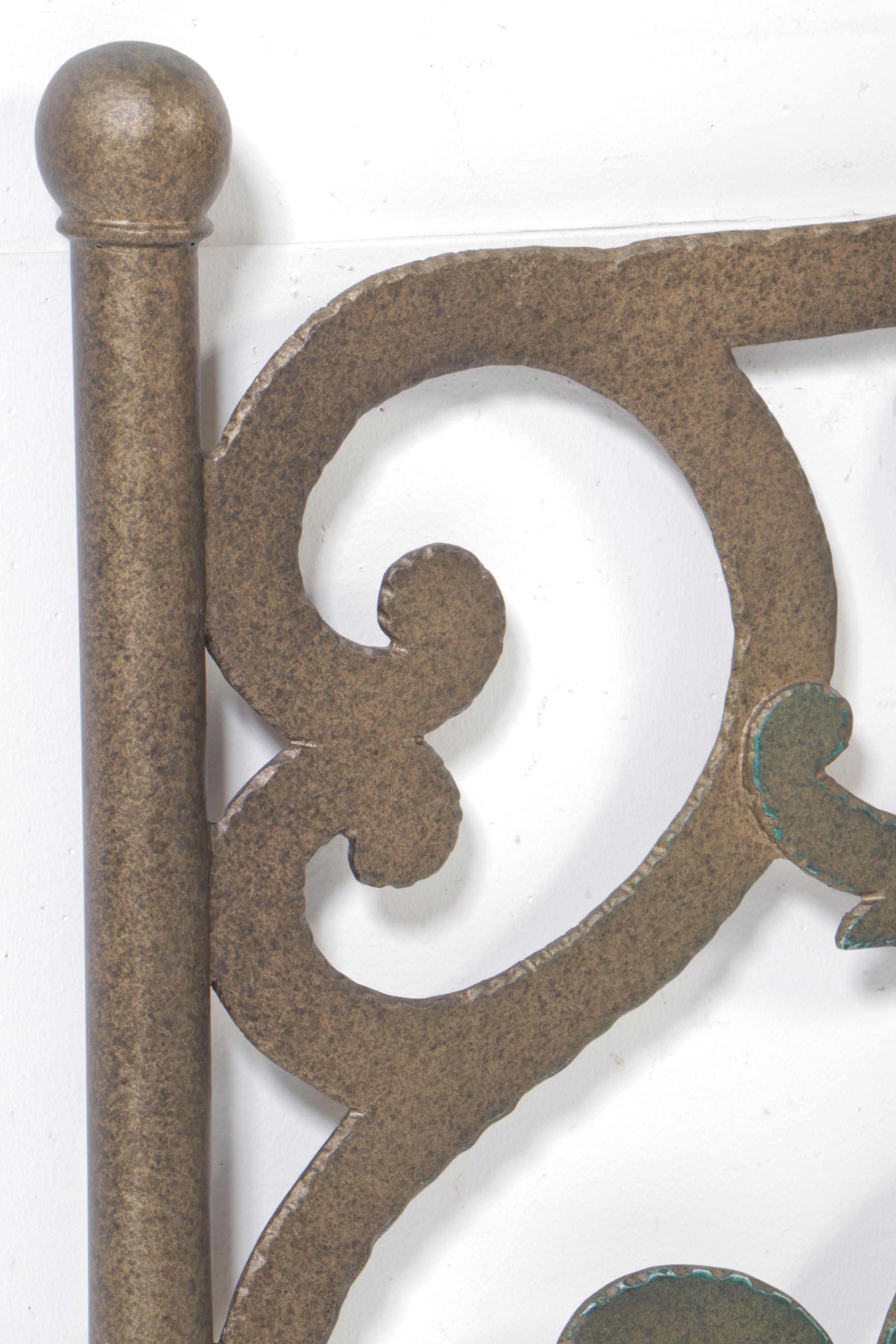 Gilt and Scrolled Metal King Size Headboard, Late 20th Century