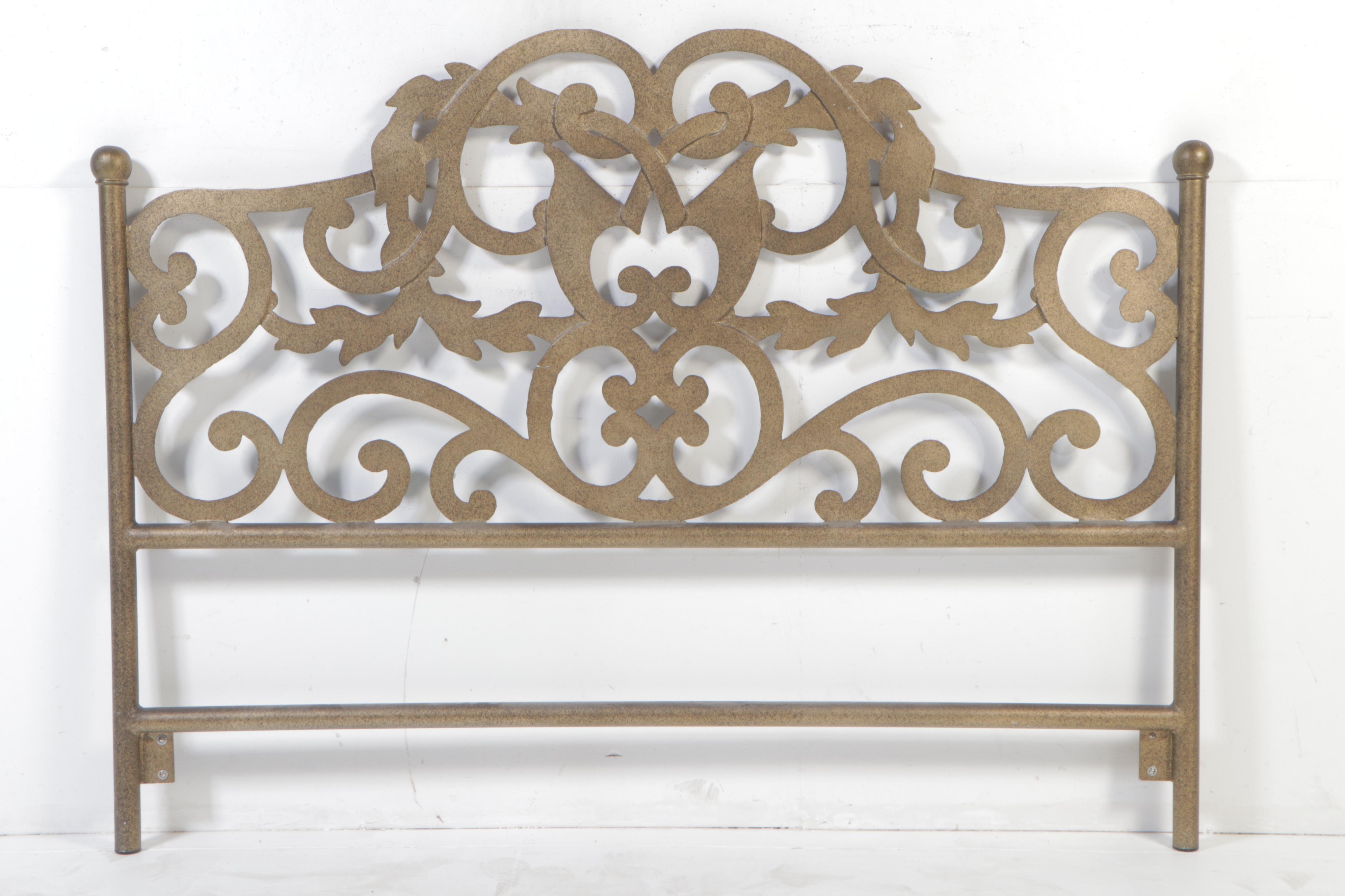 Gilt and Scrolled Metal King Size Headboard, Late 20th Century