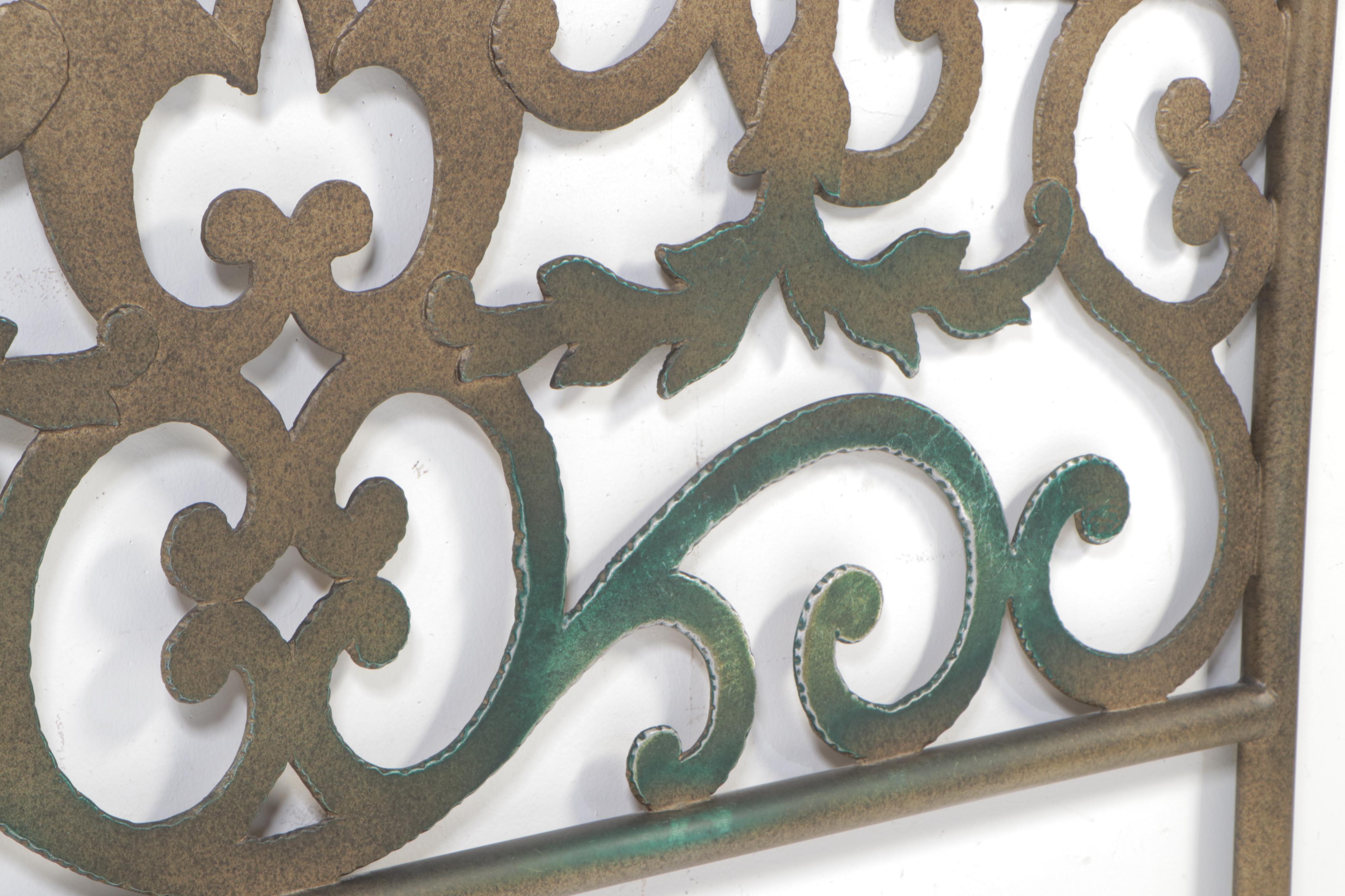 Gilt and Scrolled Metal King Size Headboard, Late 20th Century