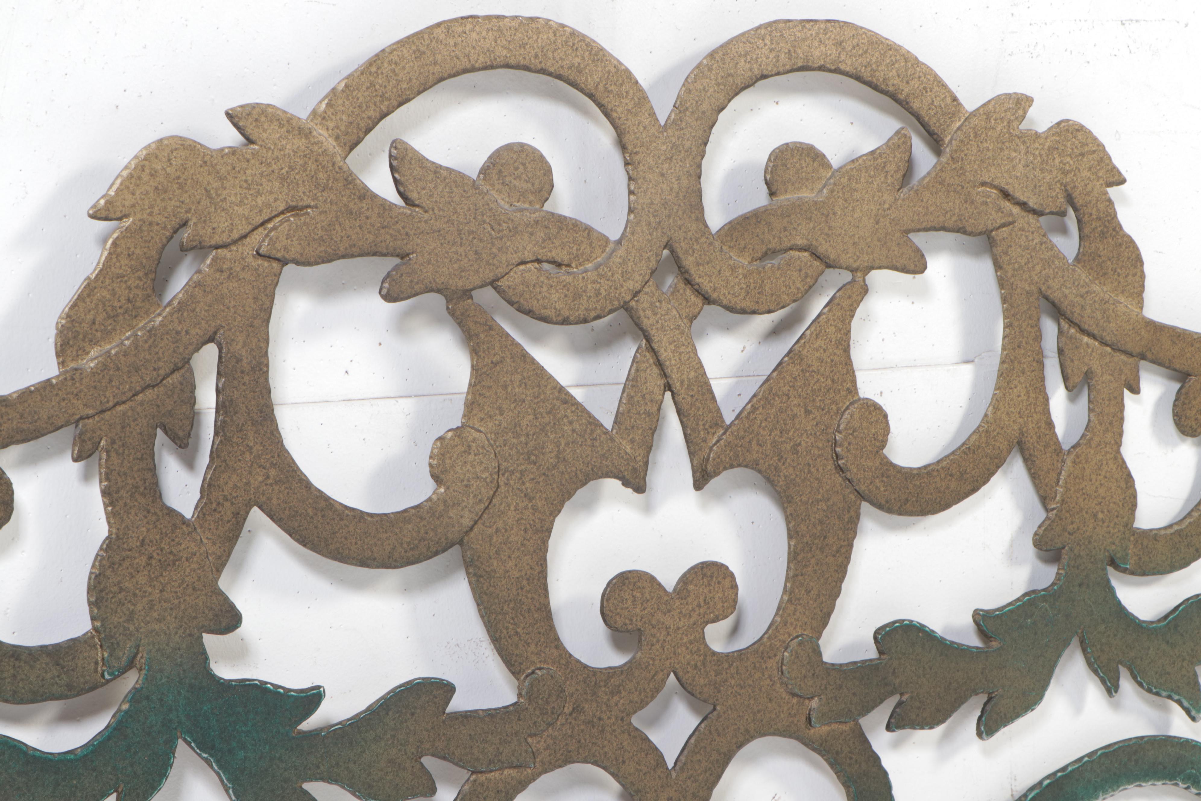 Gilt and Scrolled Metal King Size Headboard, Late 20th Century