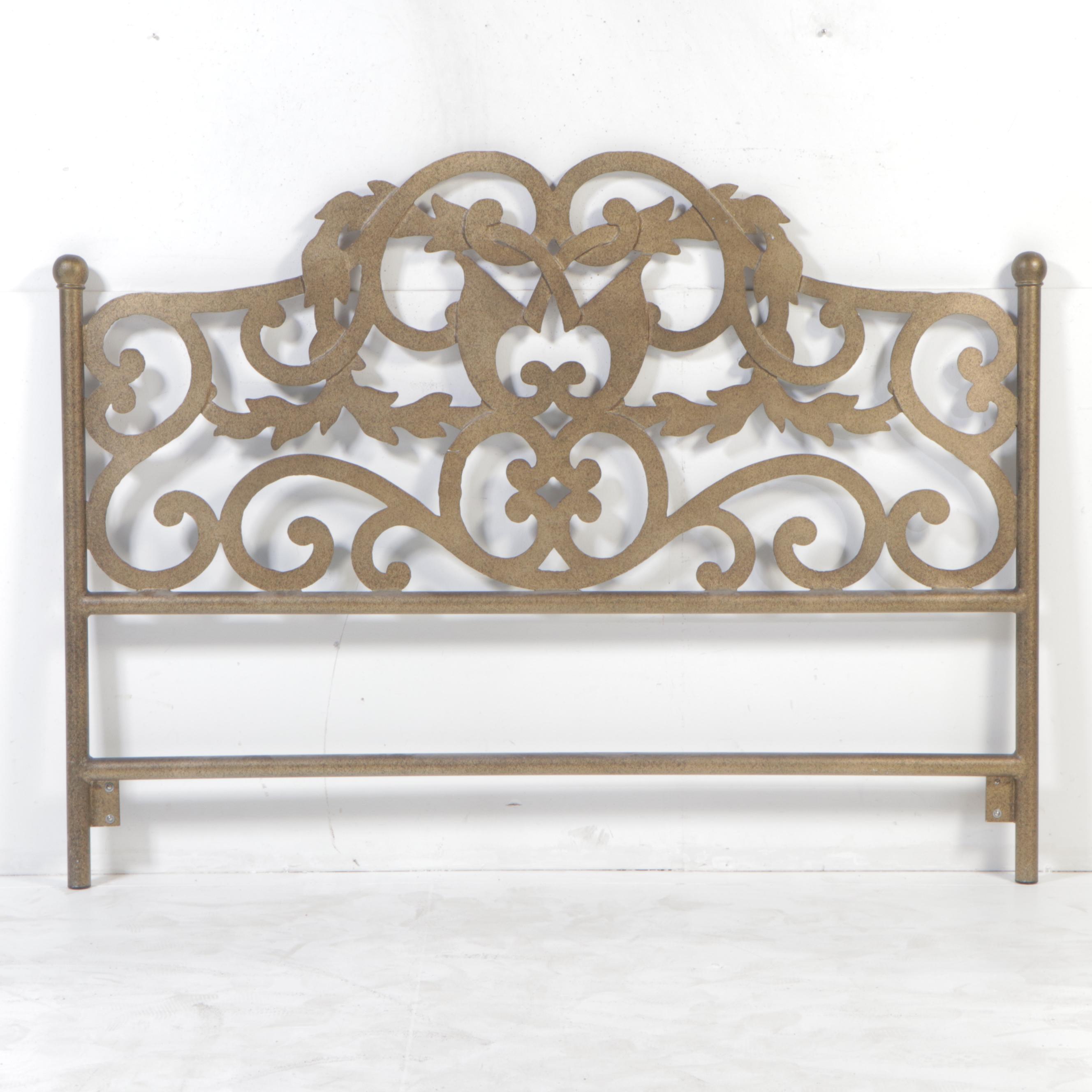 Gilt and Scrolled Metal King Size Headboard, Late 20th Century