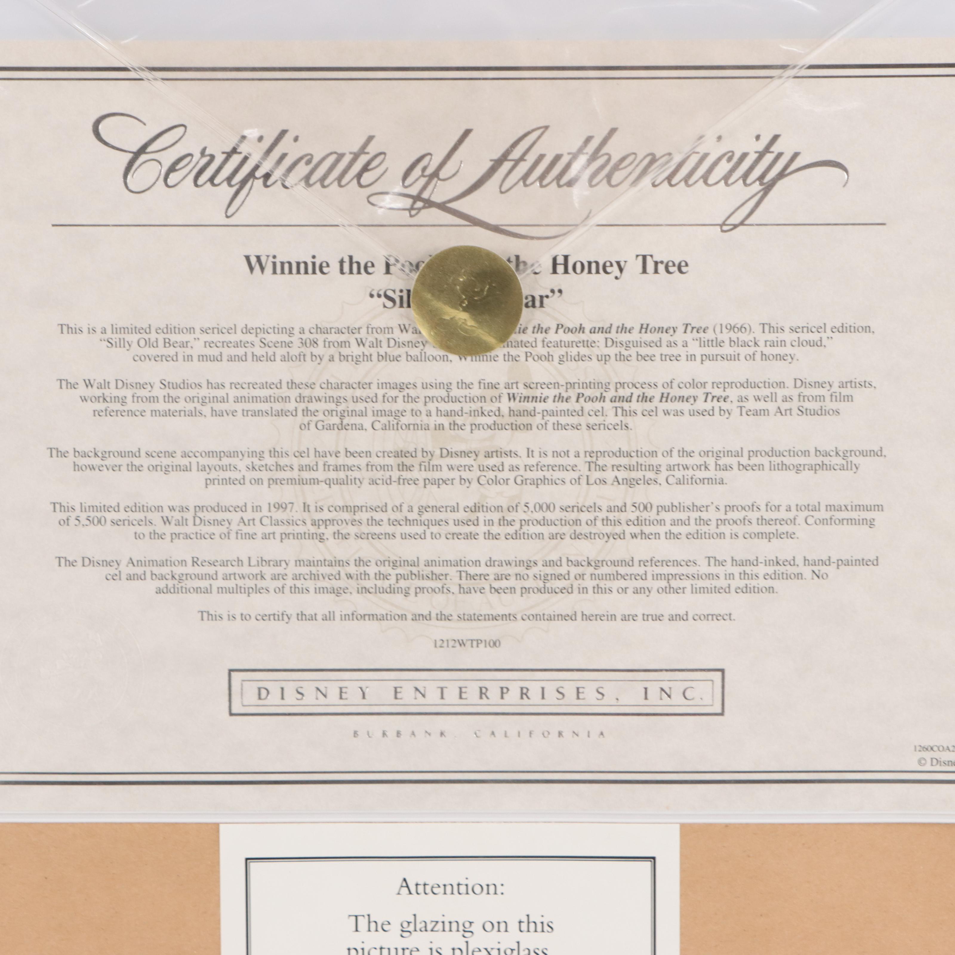 Disney Sericel of Winnie The Pooh "Silly Old Bear," 1997