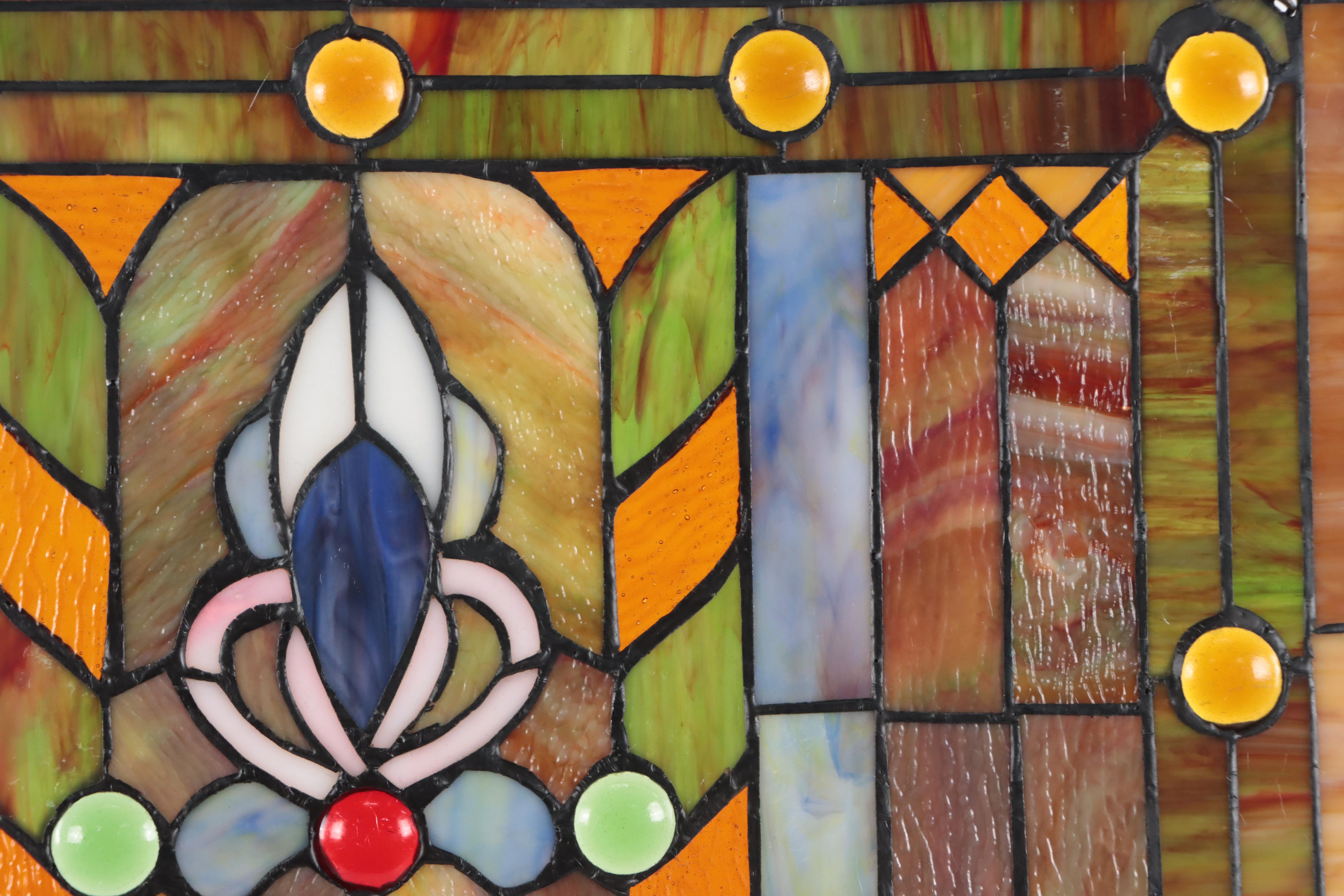 Design Toscano Victorian Style Slag and Stained Glass Hanging Window Panel