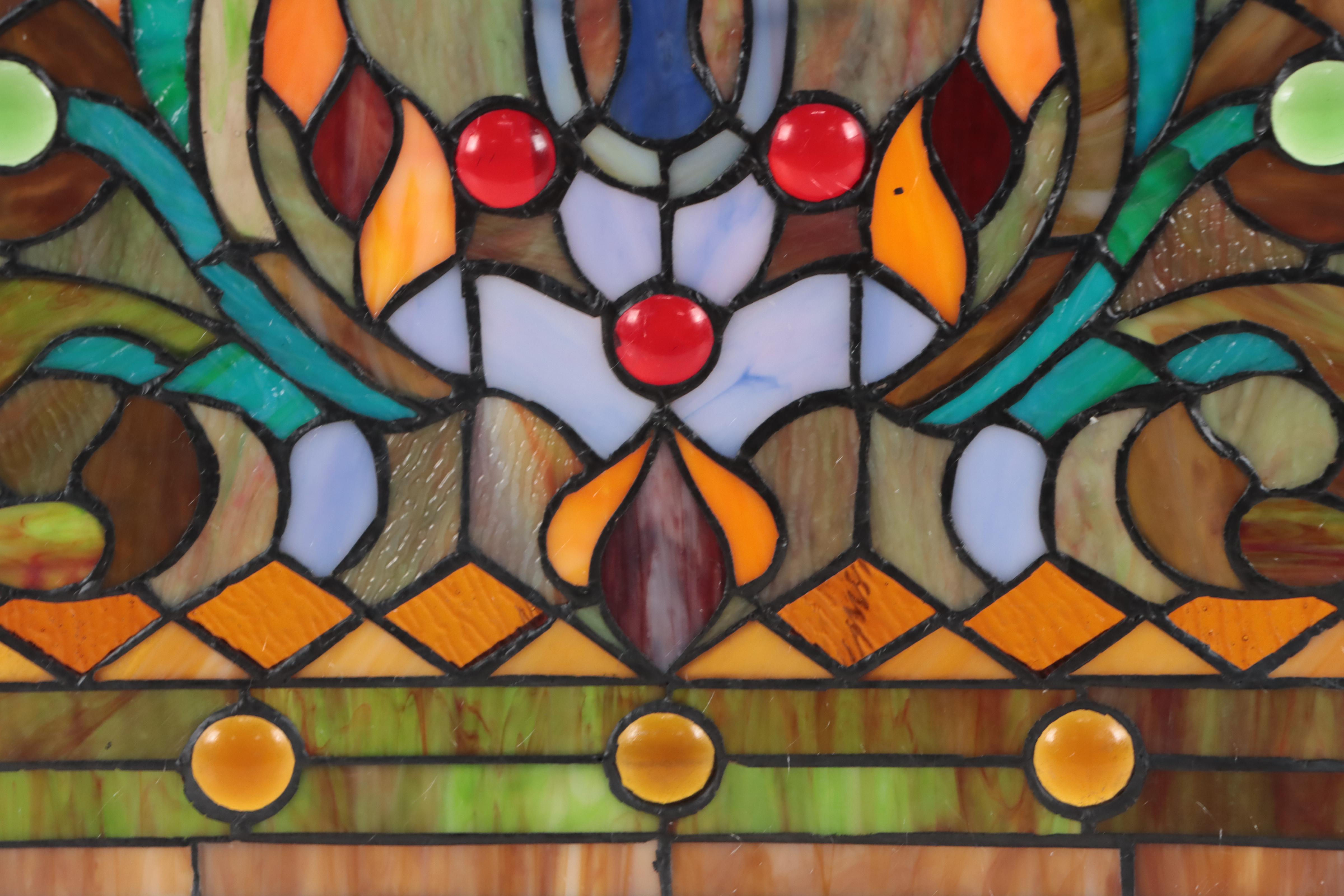 Design Toscano Victorian Style Slag and Stained Glass Hanging Window Panel