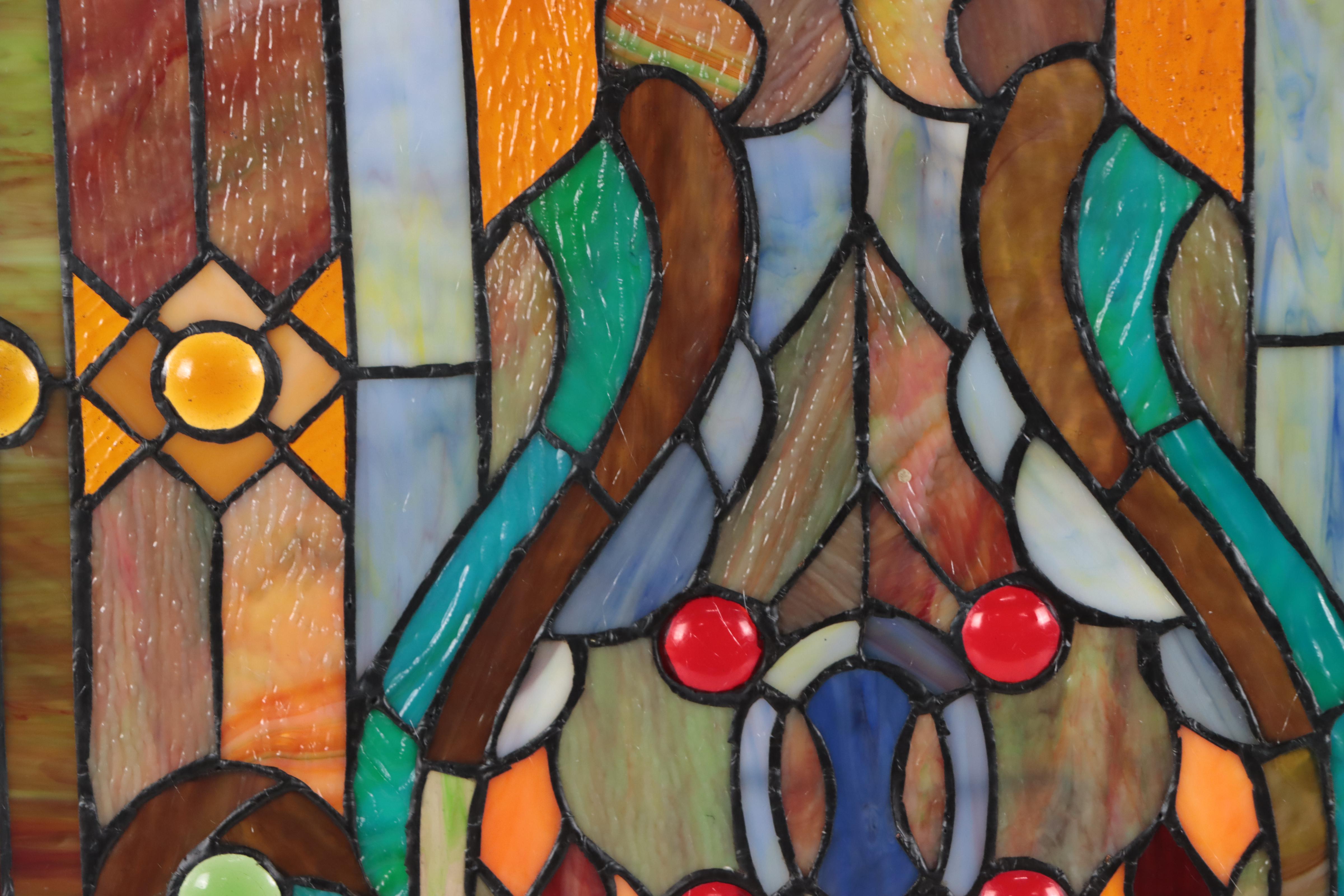 Design Toscano Victorian Style Slag and Stained Glass Hanging Window Panel