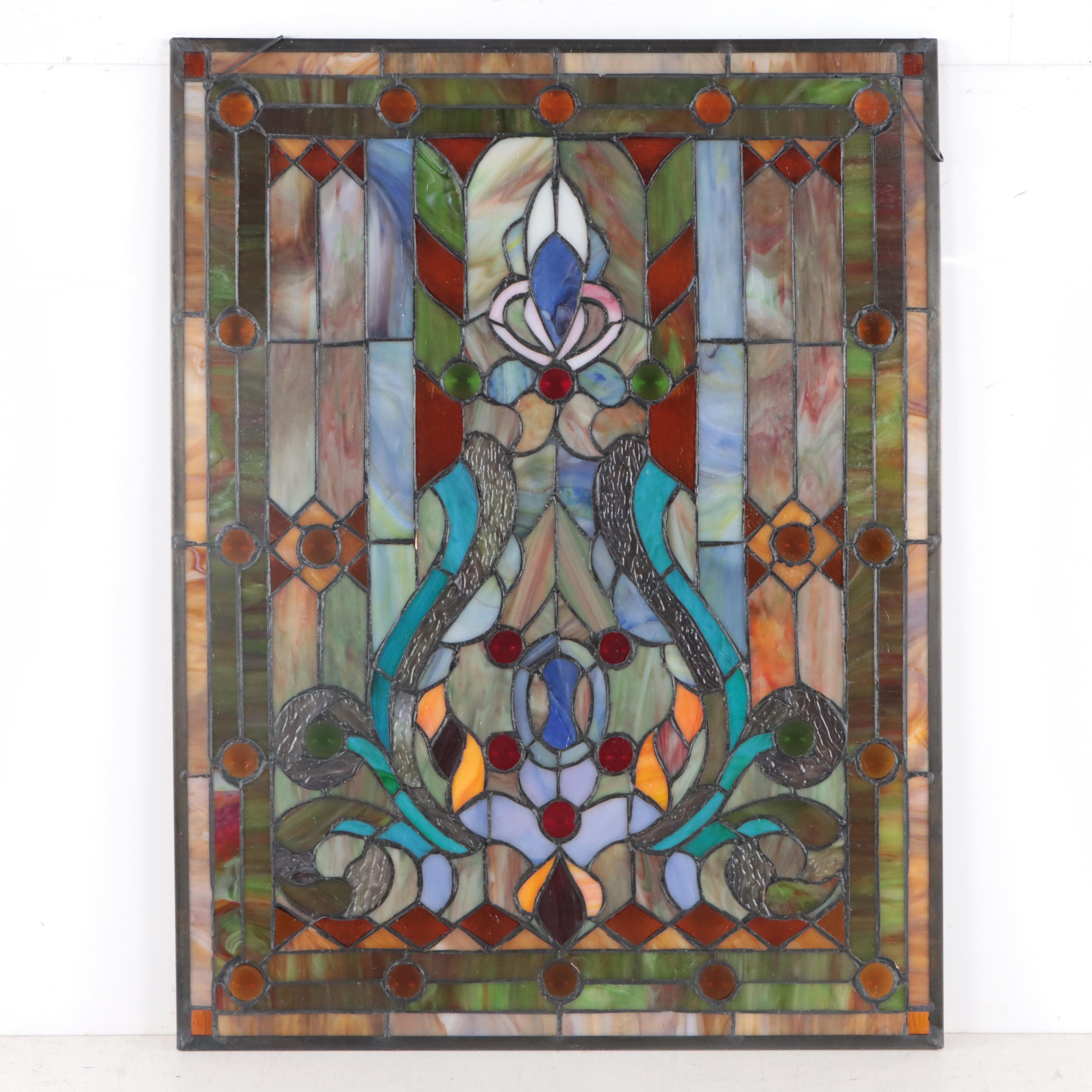 Design Toscano Victorian Style Slag and Stained Glass Hanging Window Panel