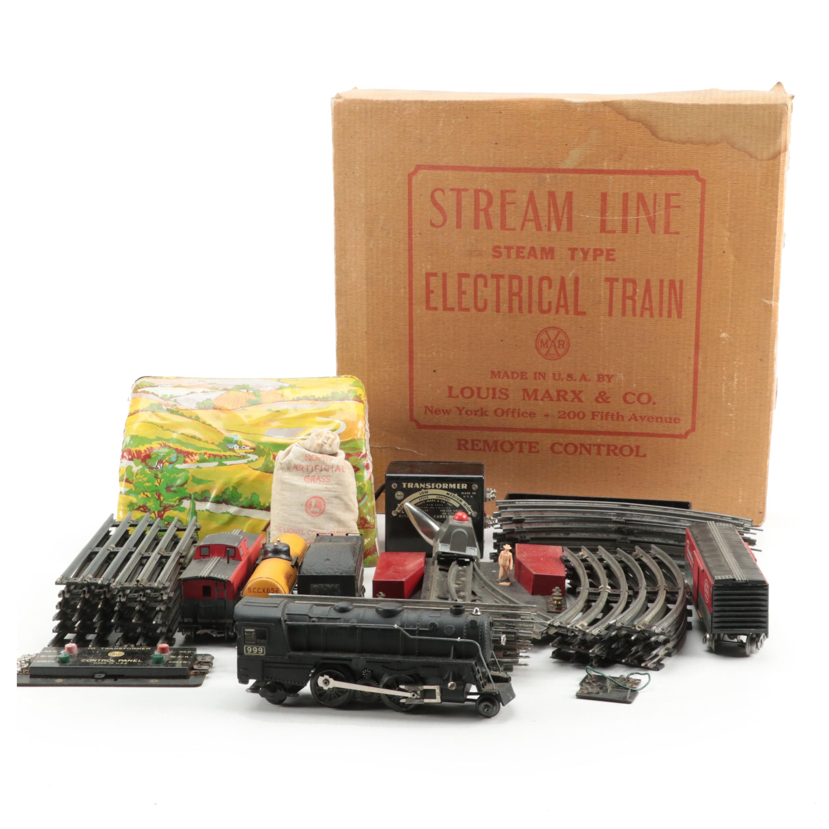 Louis Marx & Co. Stream Line Electric Train Set and Tunnel, Mid-20th Century