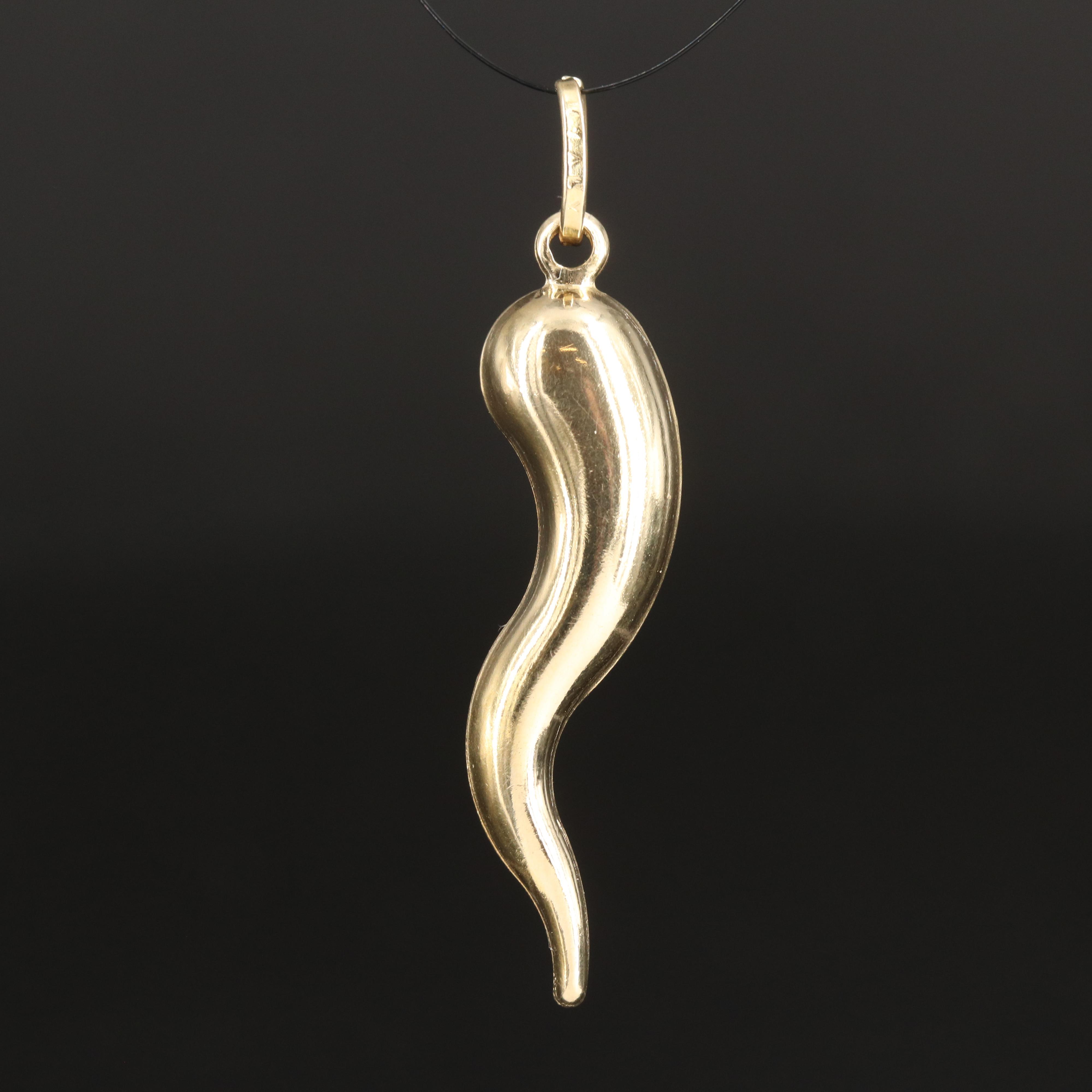 Italian 14K Cornicello Pendant