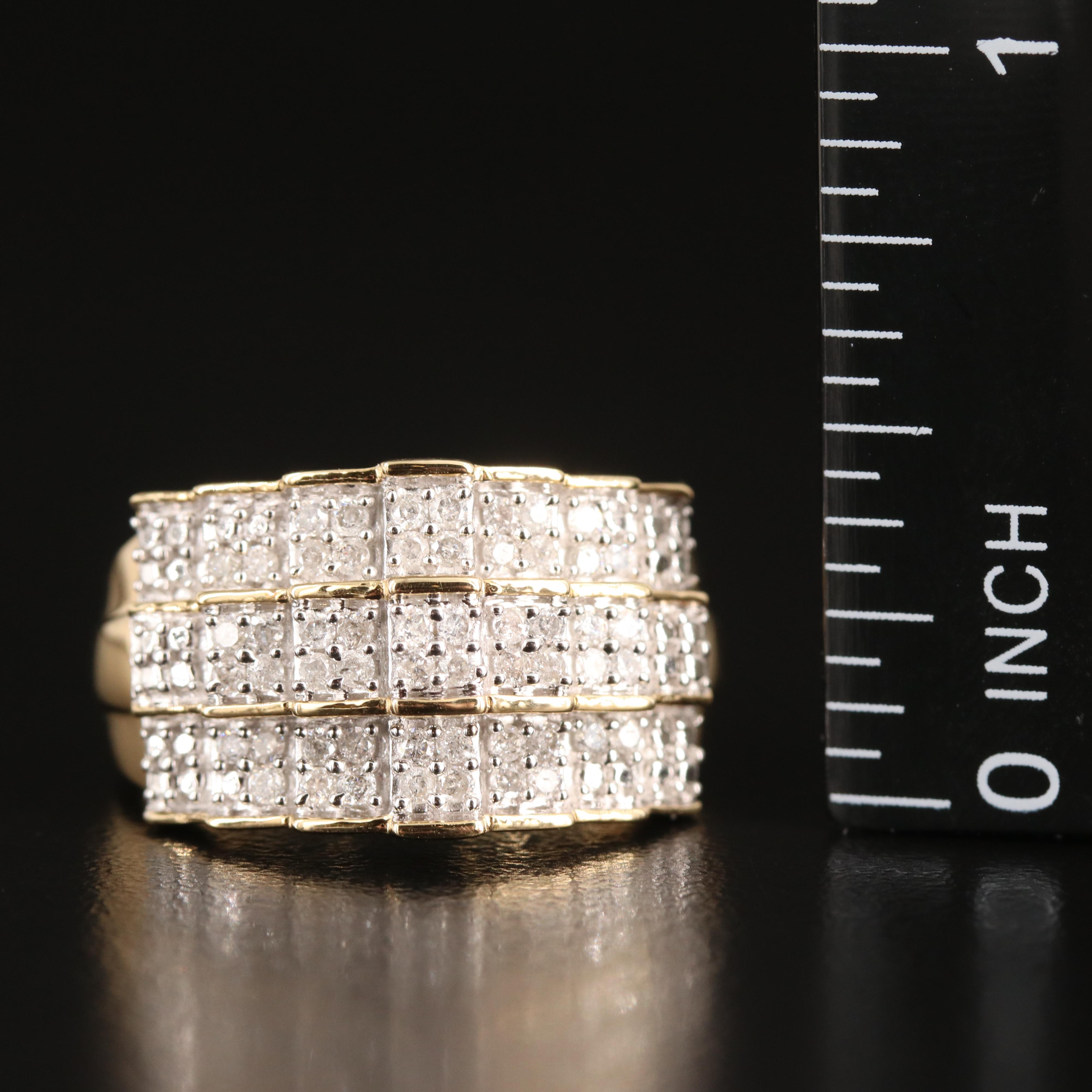 Sterling Diamond Stepped Ring