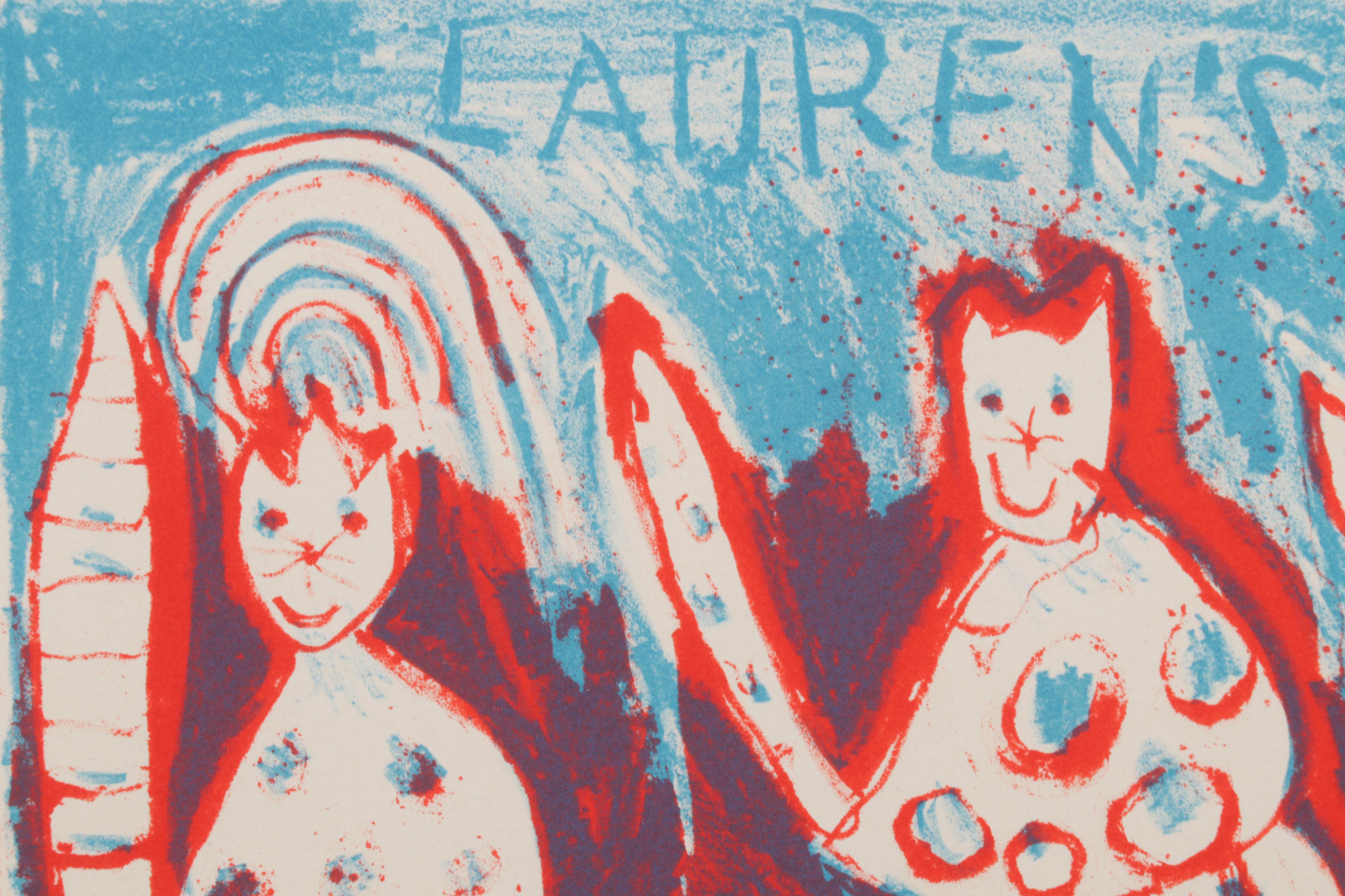 Sidney Chafetz Color Lithograph "Lauren's Cats," 1994