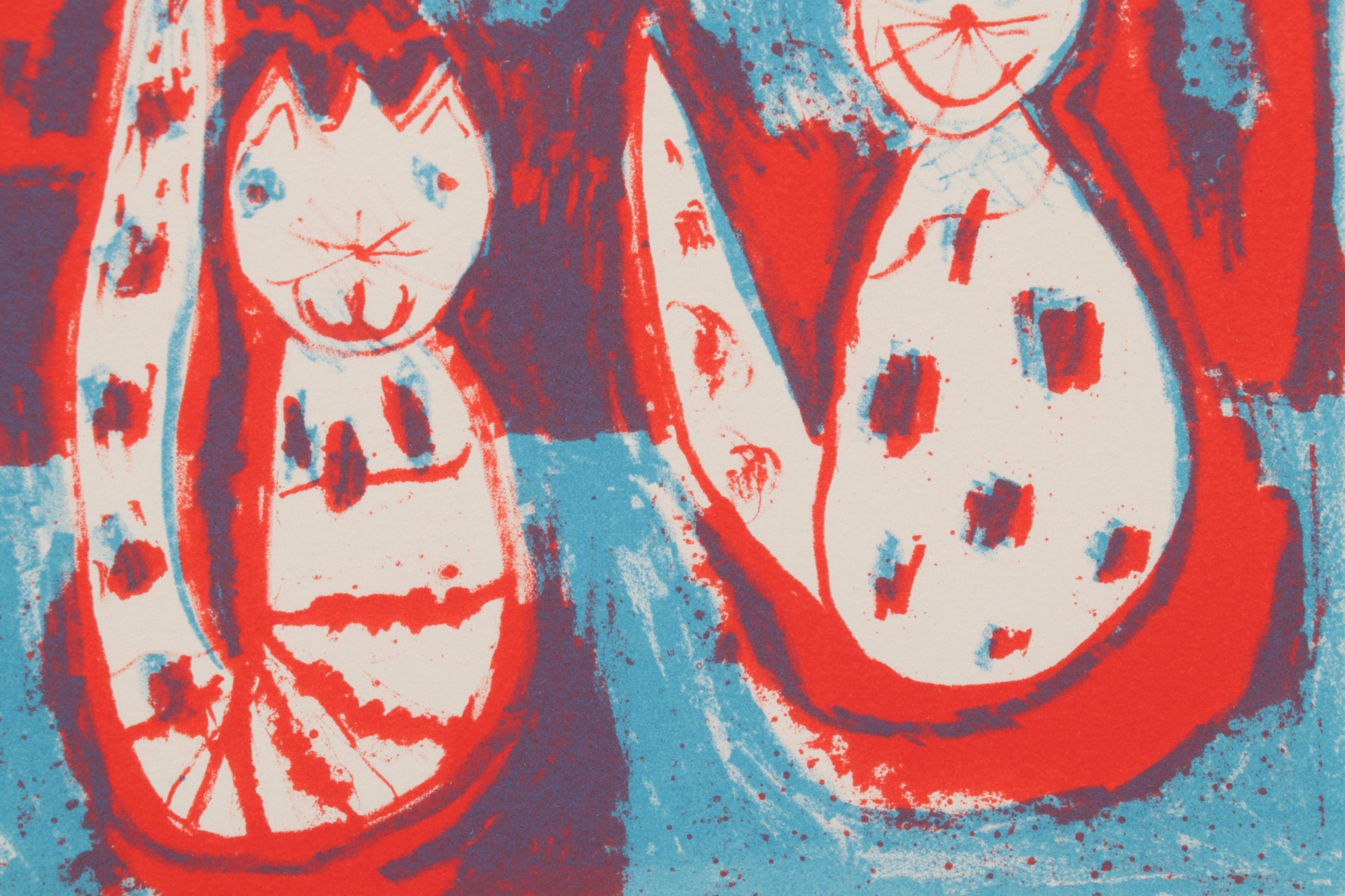 Sidney Chafetz Color Lithograph "Lauren's Cats," 1994