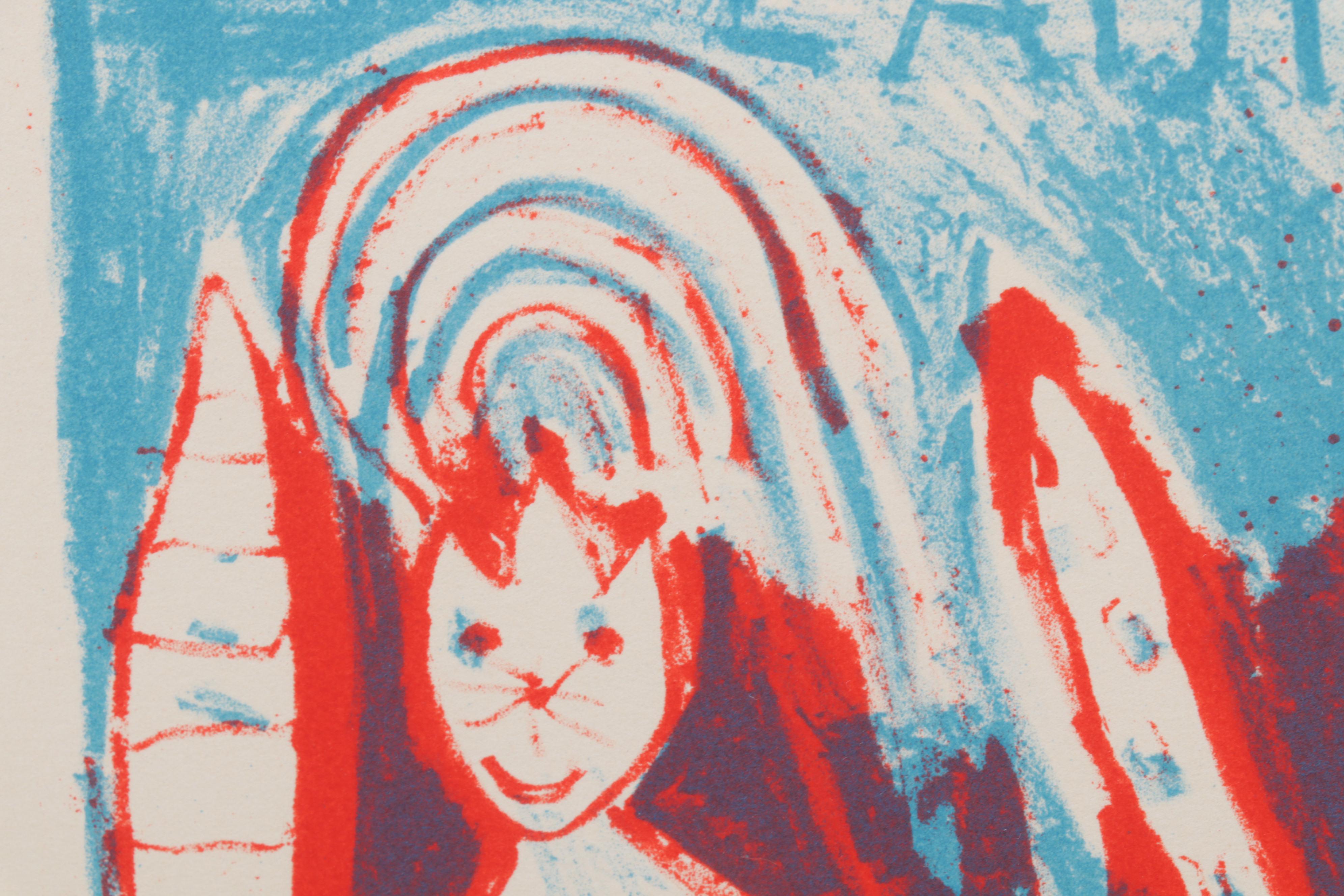 Sidney Chafetz Color Lithograph "Lauren's Cats," 1994