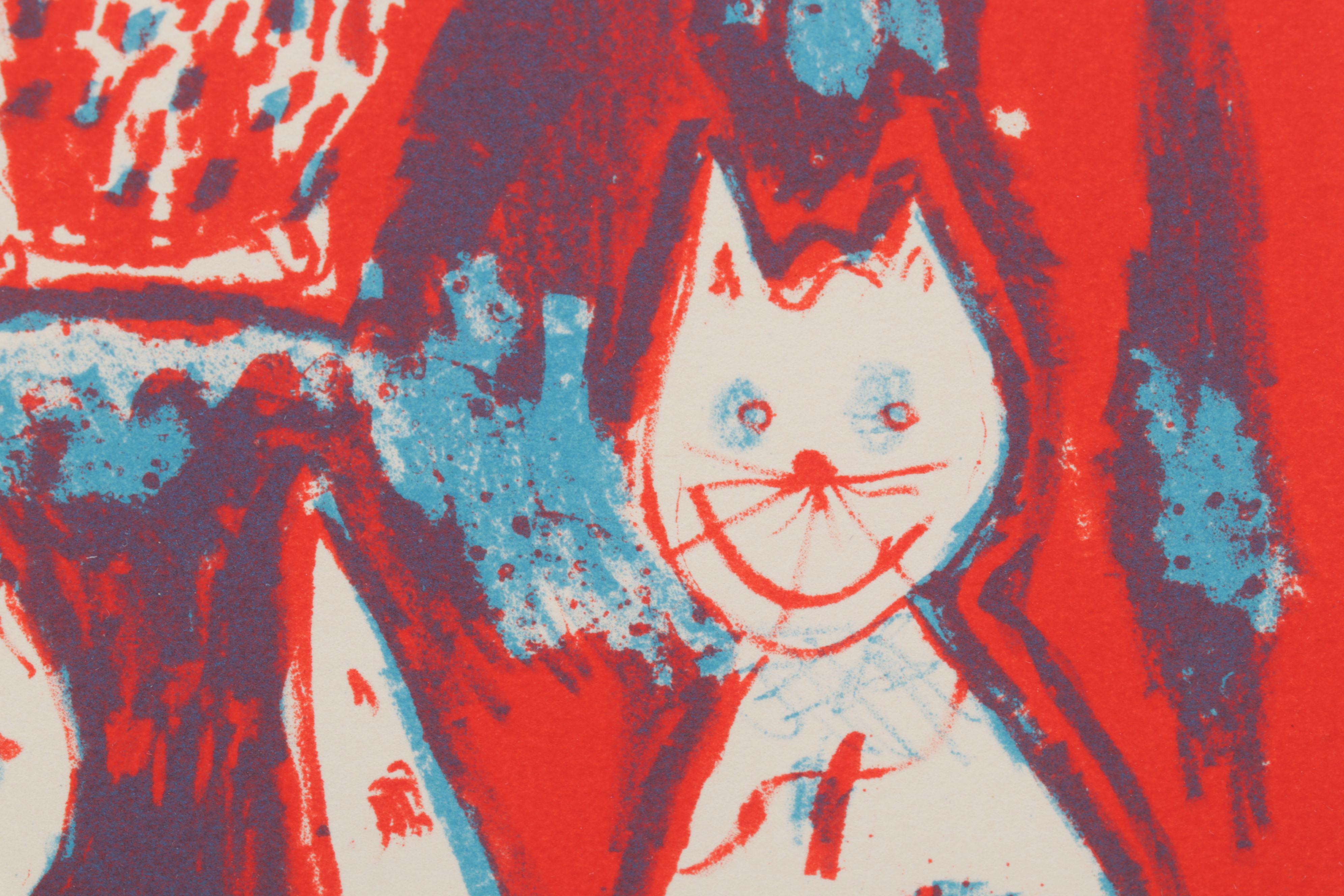 Sidney Chafetz Color Lithograph "Lauren's Cats," 1994