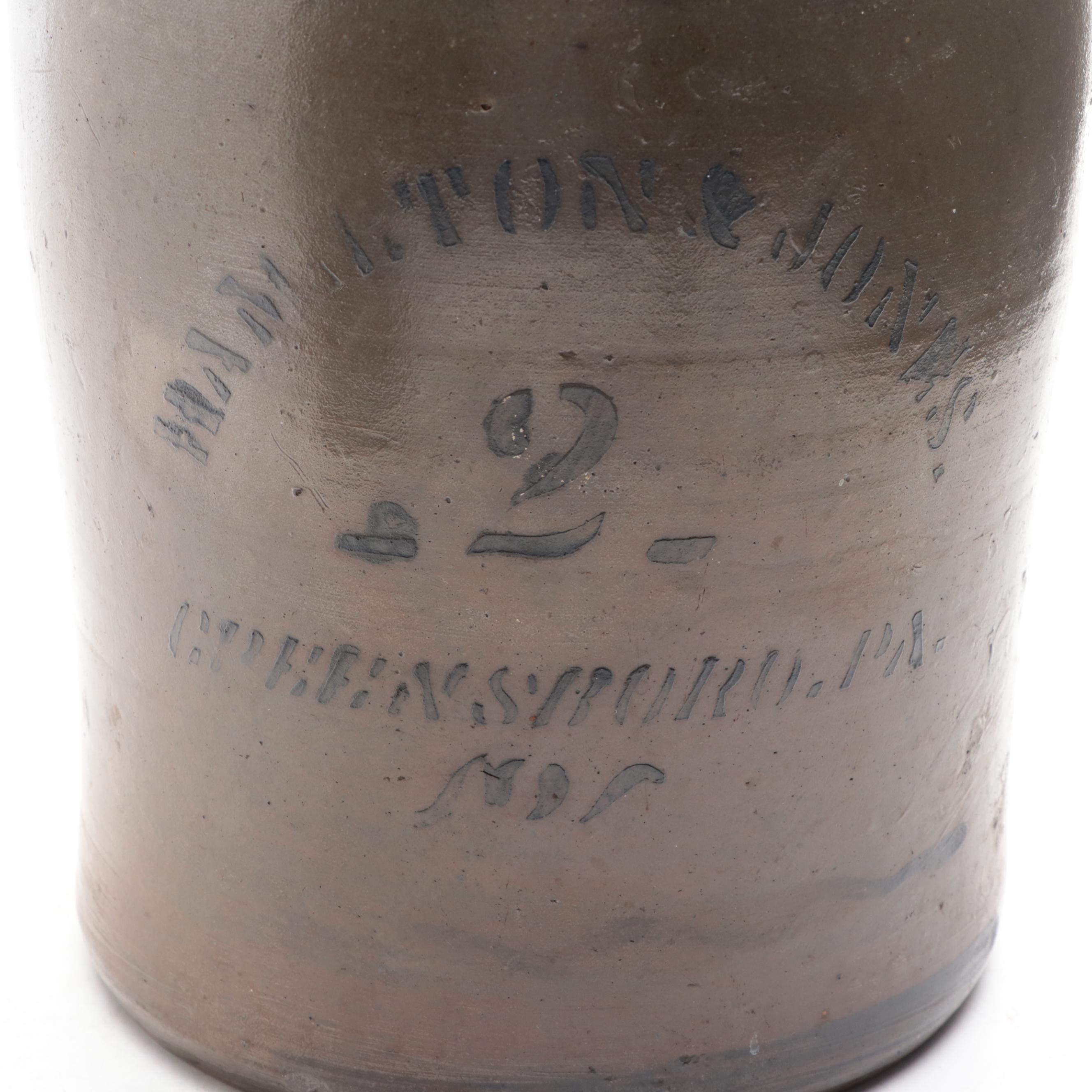 Hamilton & Jones and Other Salt Glazed Stoneware Crock, 20th Century