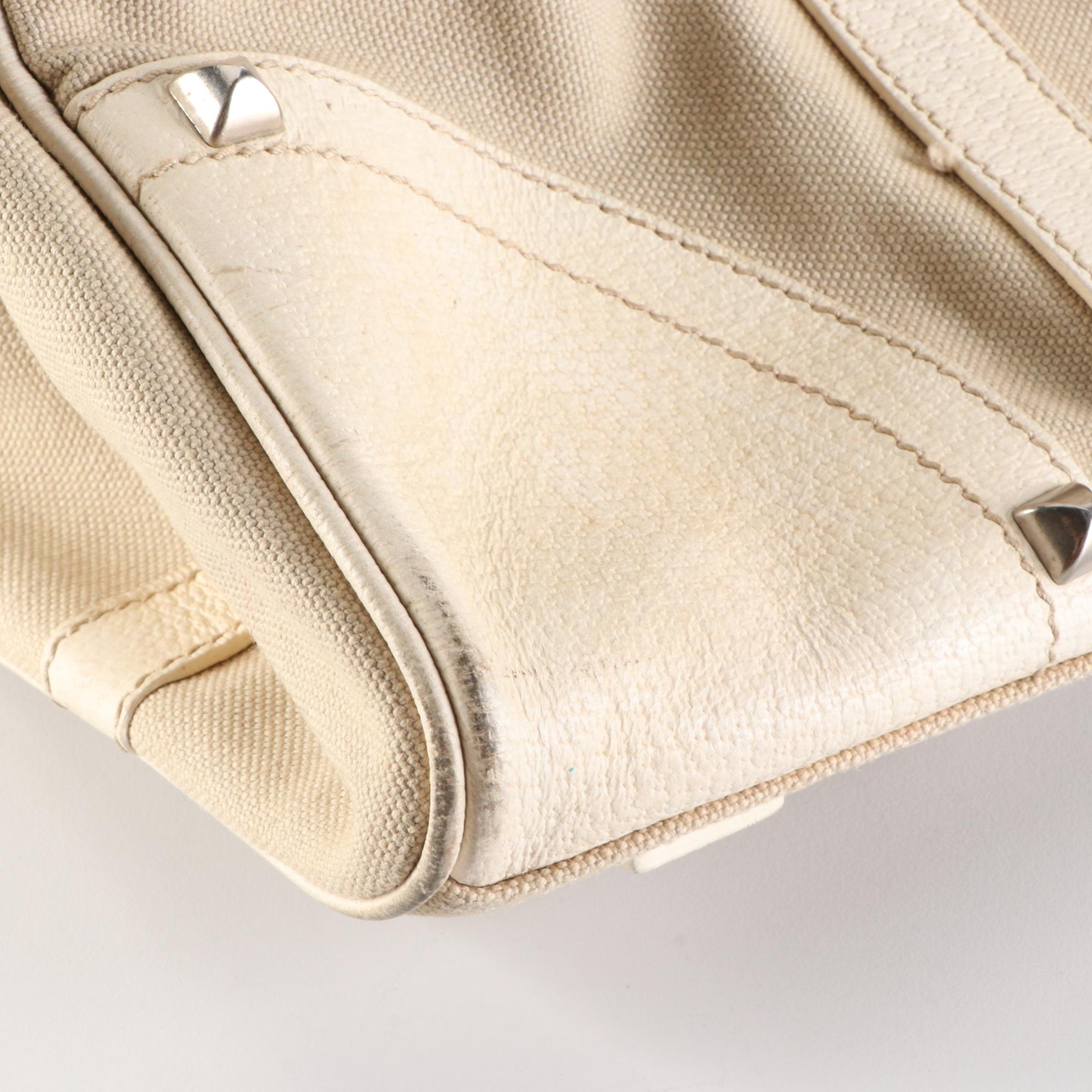 Prada Canvas and Studded Leather Tote Bag