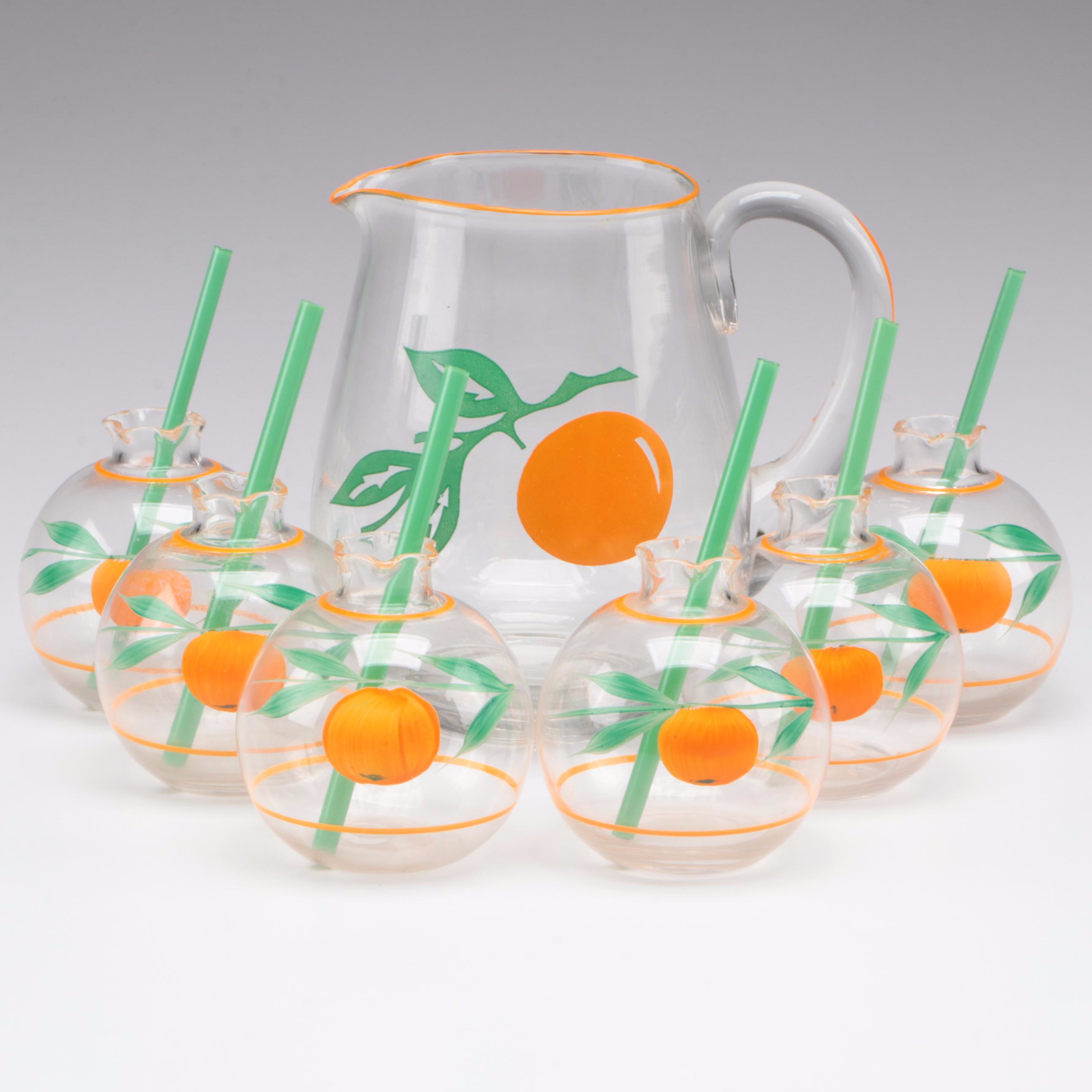 Glass Juice Pitcher and Drinking Vessels