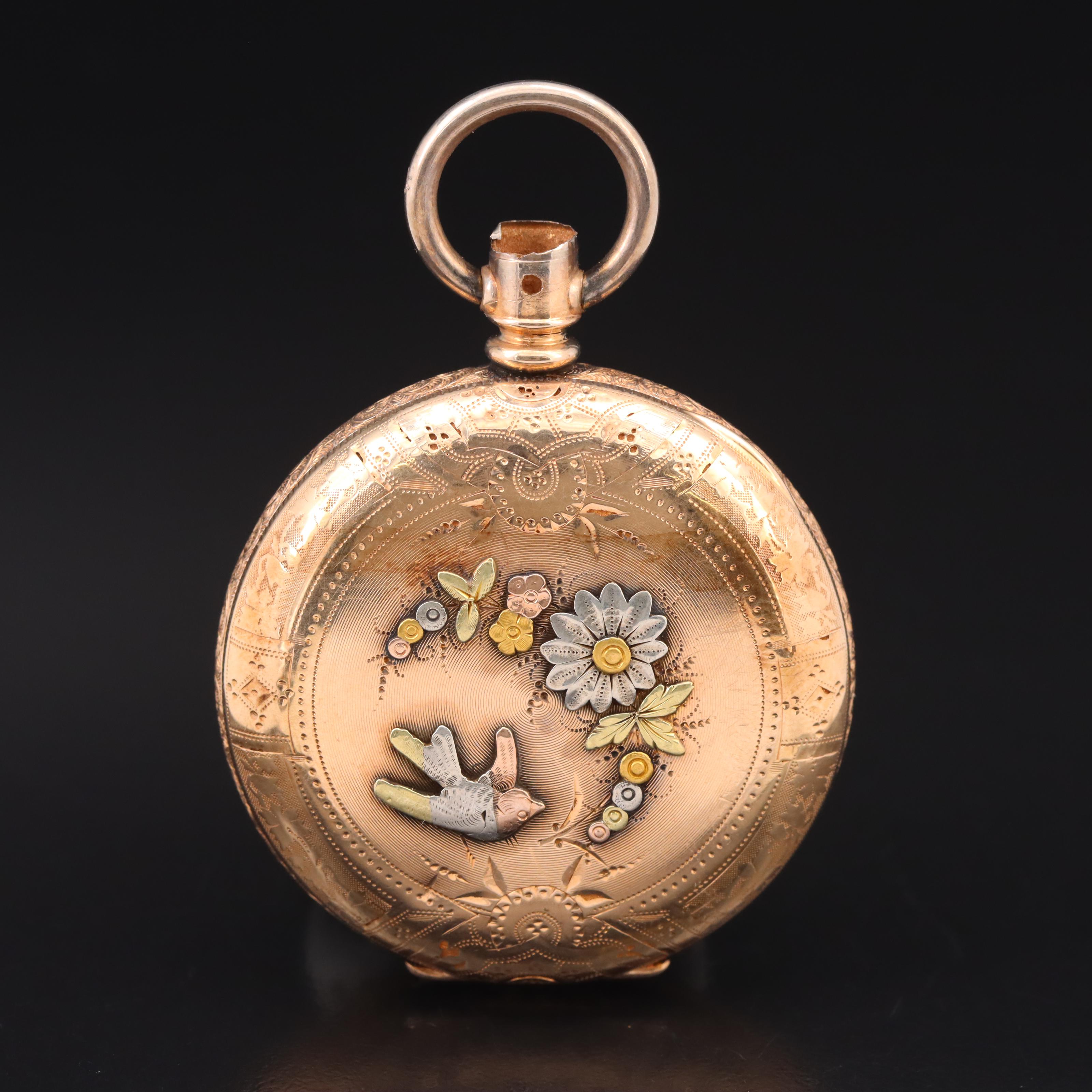 Multi-Colored Gold-Filled Pocket Watch Case