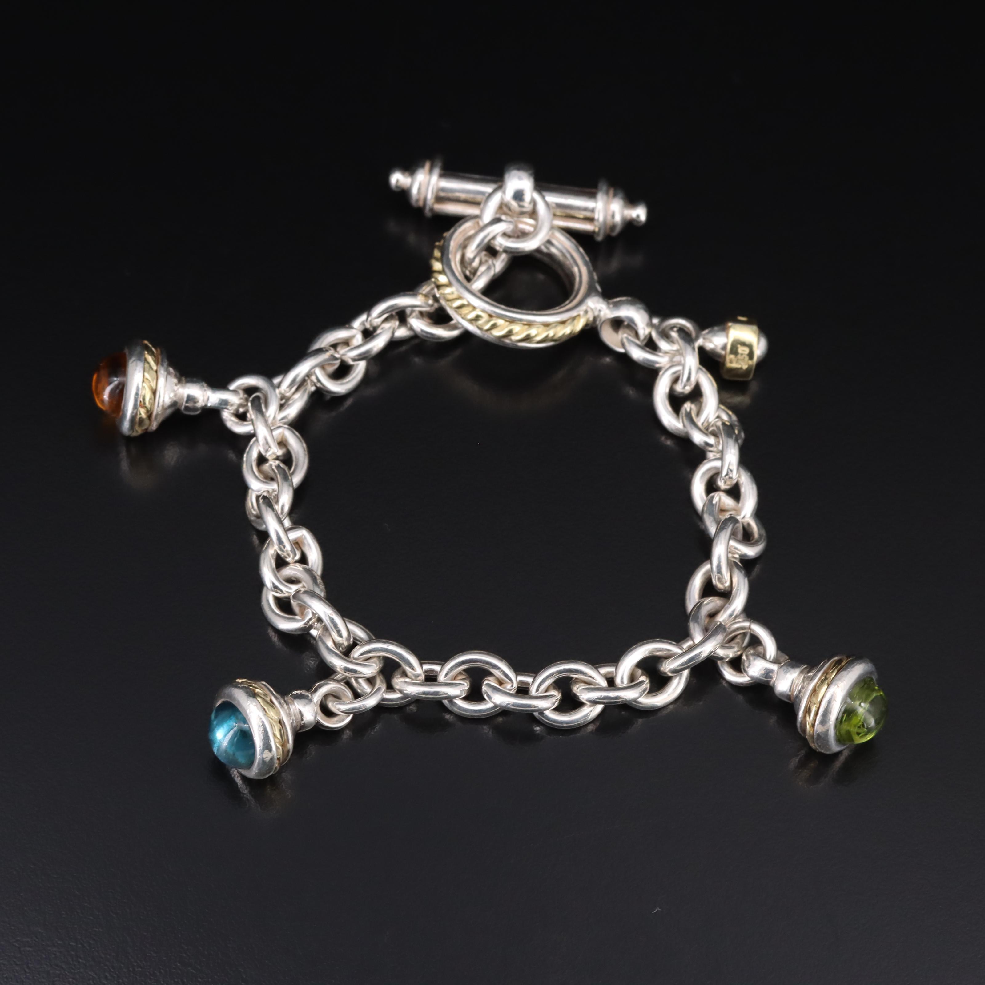 David Wysor Sterling Peridot, Topaz and Citrine Bracelet with 18K Accent