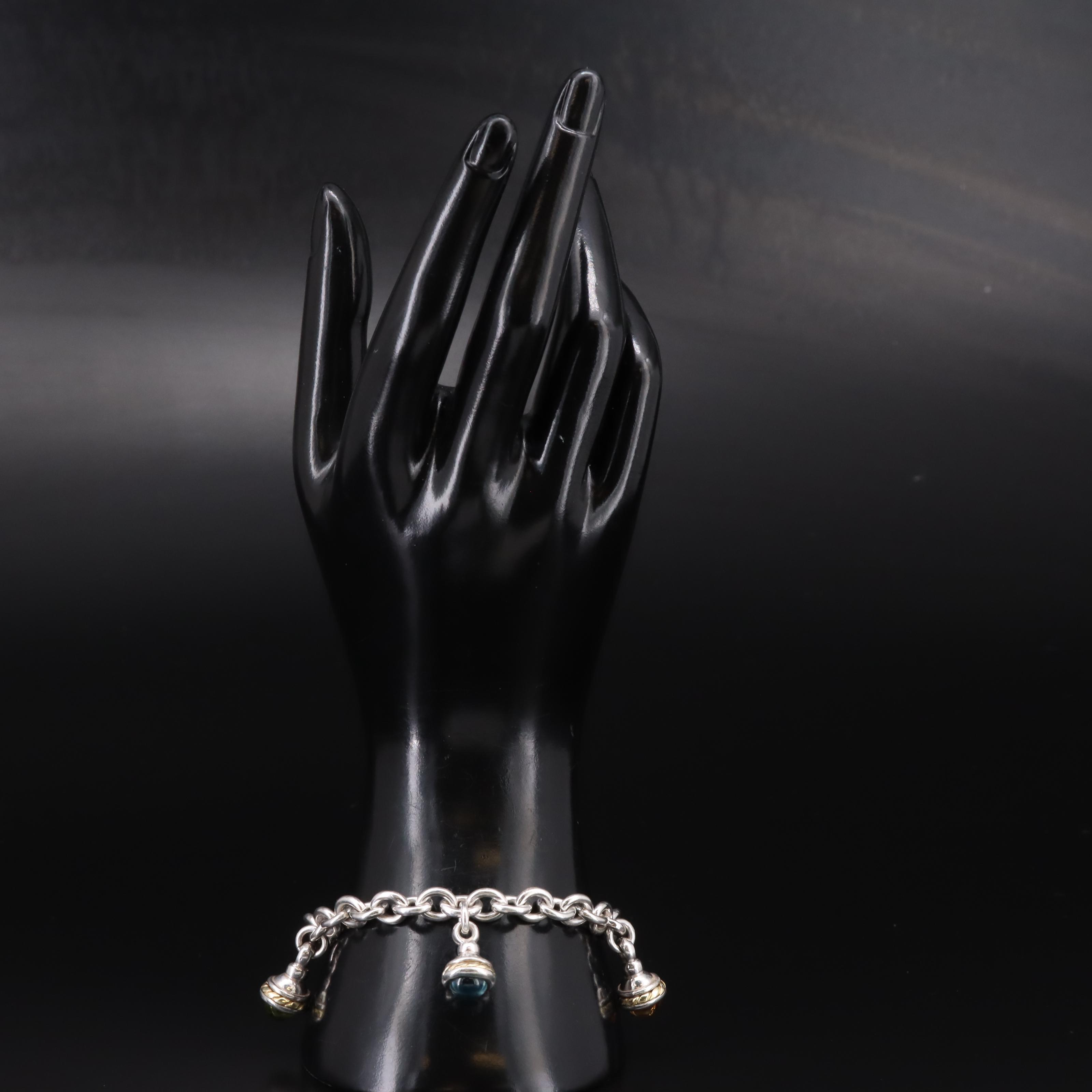 David Wysor Sterling Peridot, Topaz and Citrine Bracelet with 18K Accent