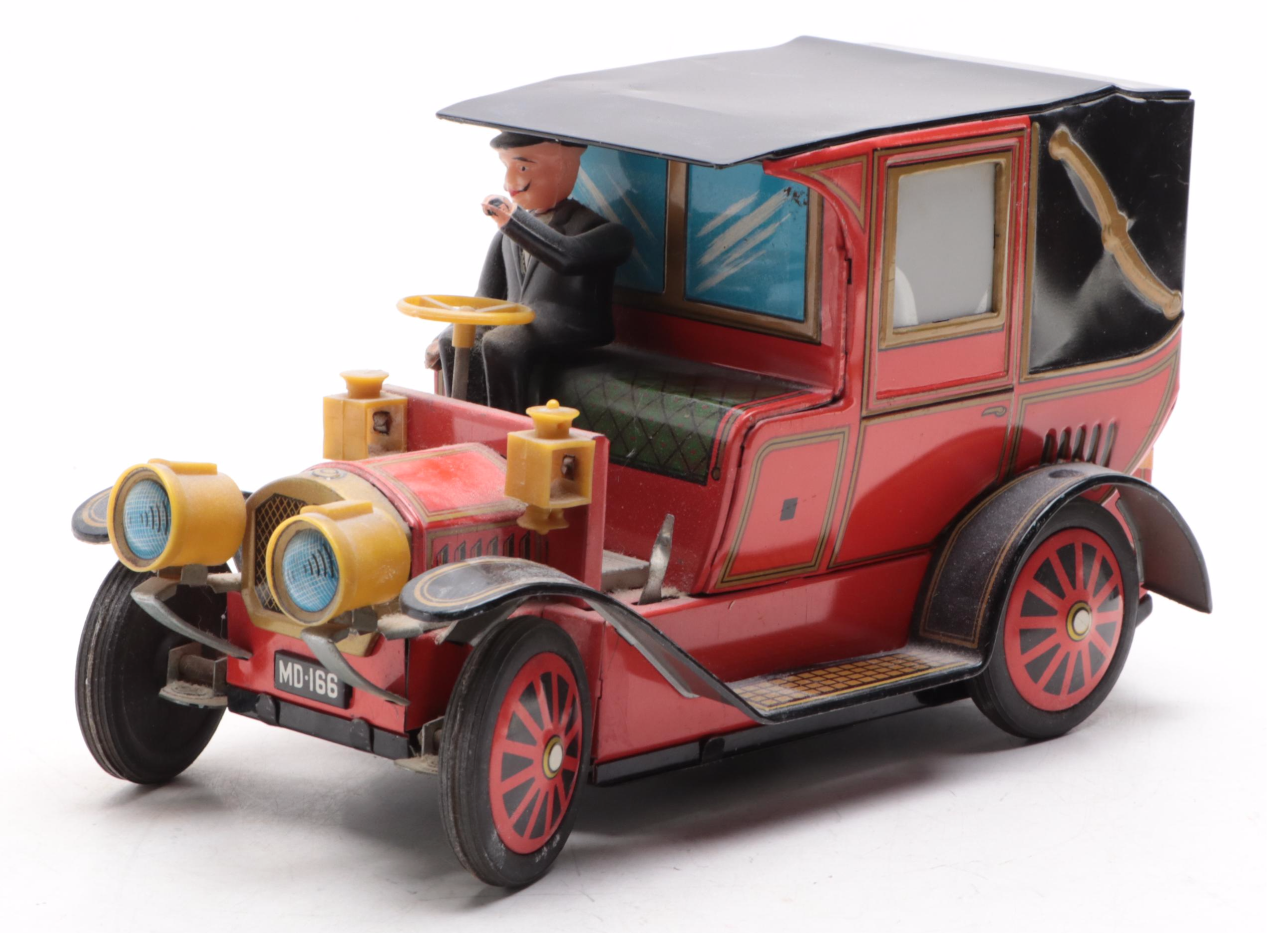 Alps Shoji and Hadson Tin Lithograph Toy Car and Motorcycle, Mid-20th Century