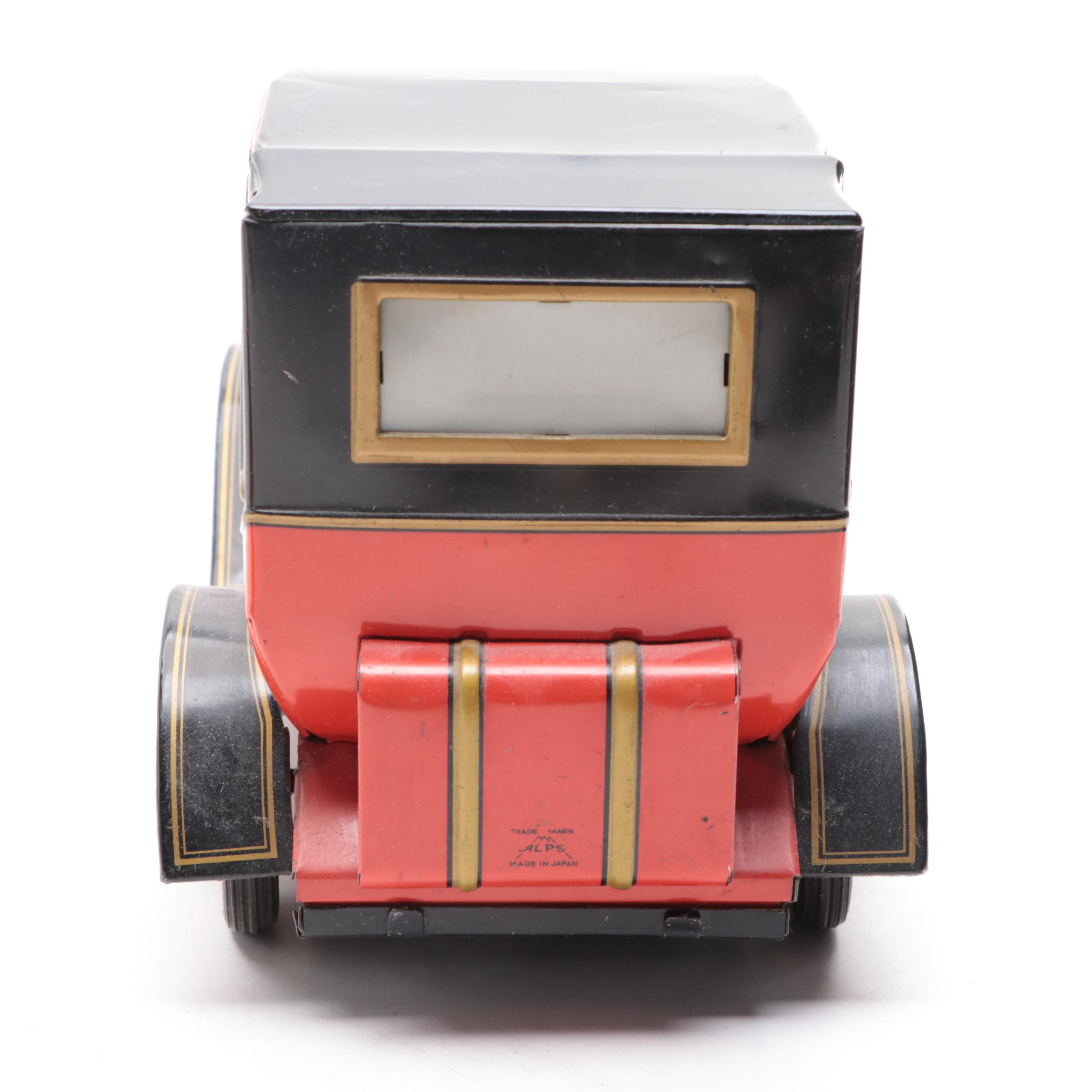 Alps Shoji and Hadson Tin Lithograph Toy Car and Motorcycle, Mid-20th Century