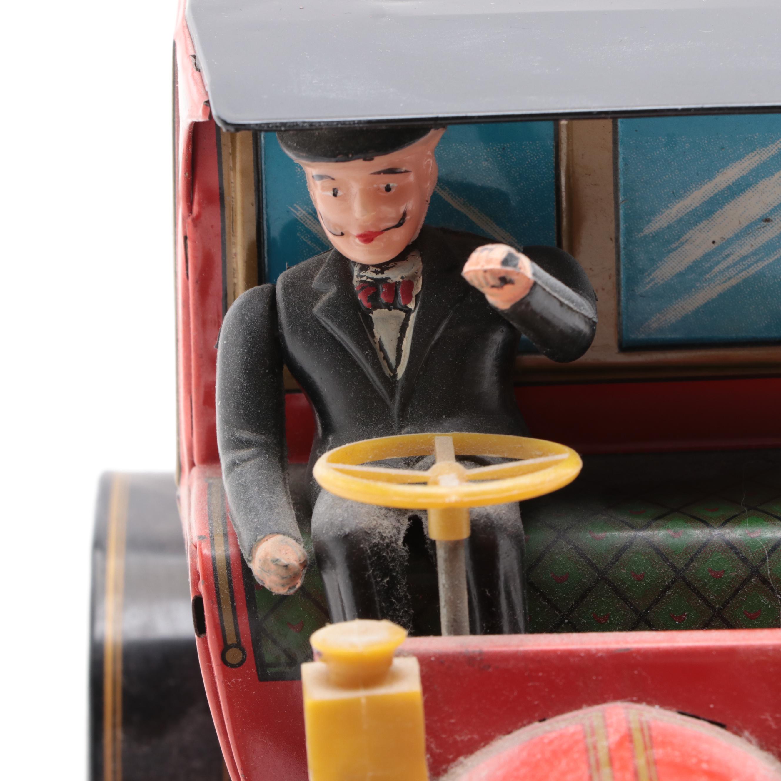 Alps Shoji and Hadson Tin Lithograph Toy Car and Motorcycle, Mid-20th Century