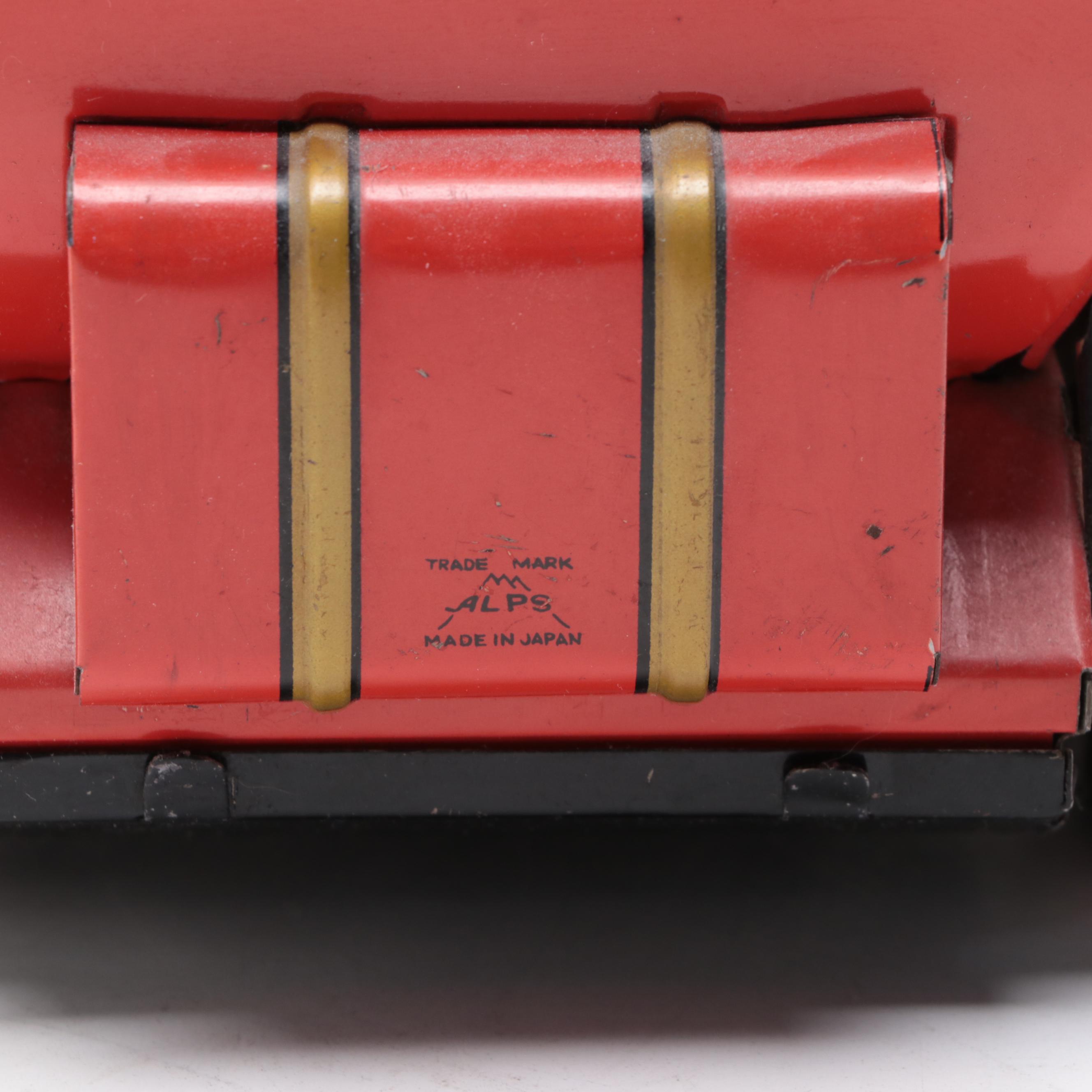 Alps Shoji and Hadson Tin Lithograph Toy Car and Motorcycle, Mid-20th Century