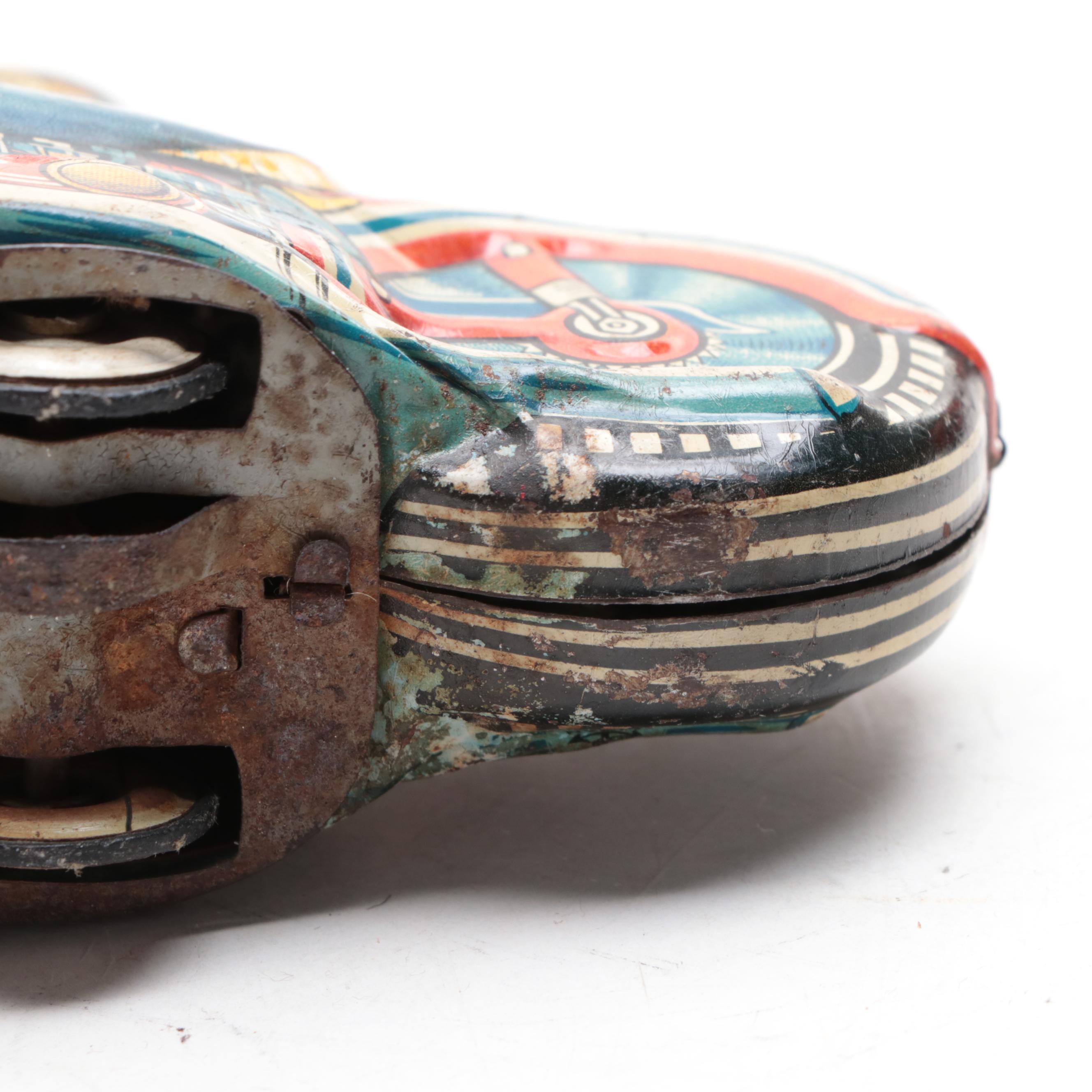 Alps Shoji and Hadson Tin Lithograph Toy Car and Motorcycle, Mid-20th Century
