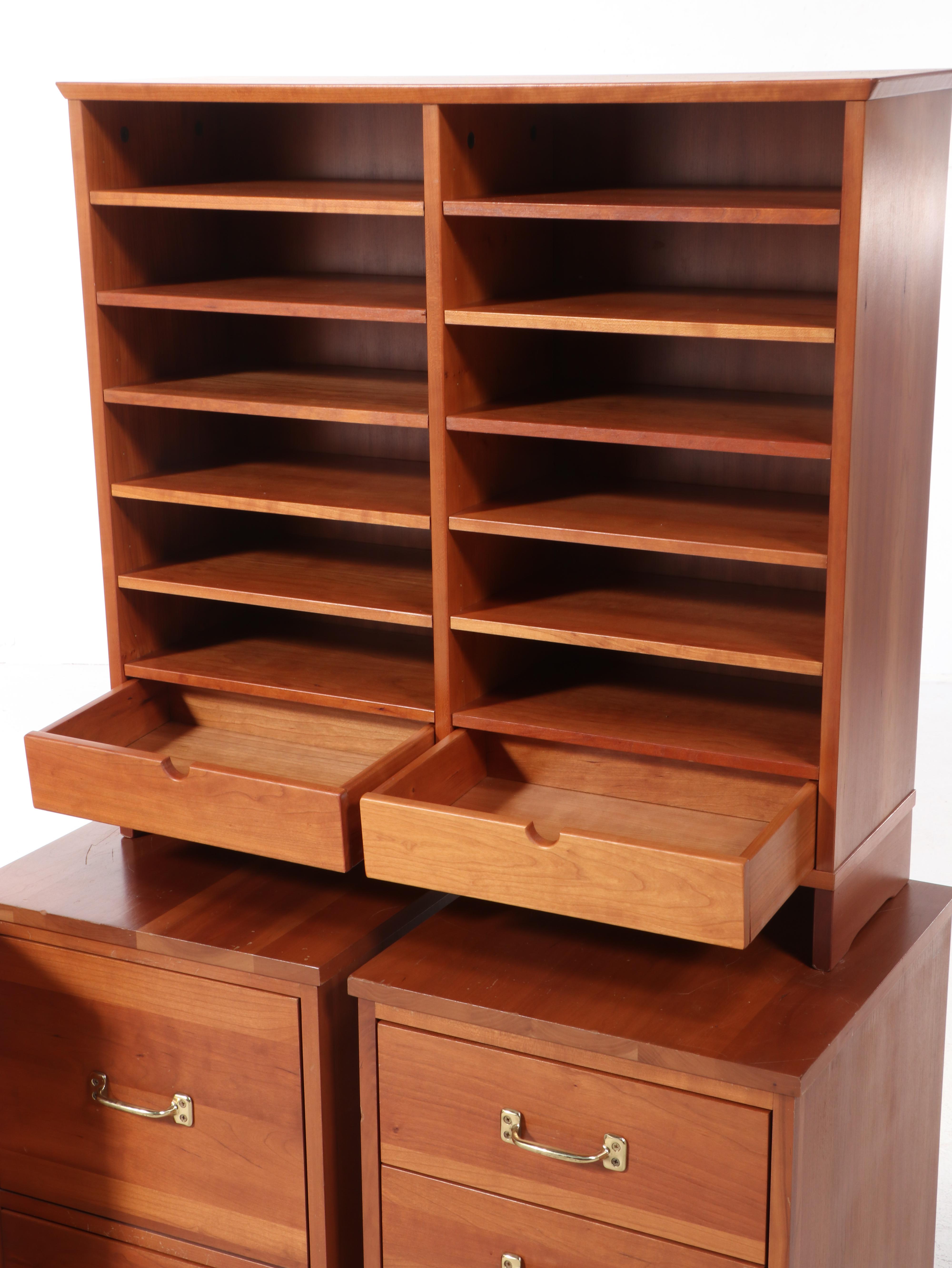 Four Cherrywood File Cabinets, Including Levenger