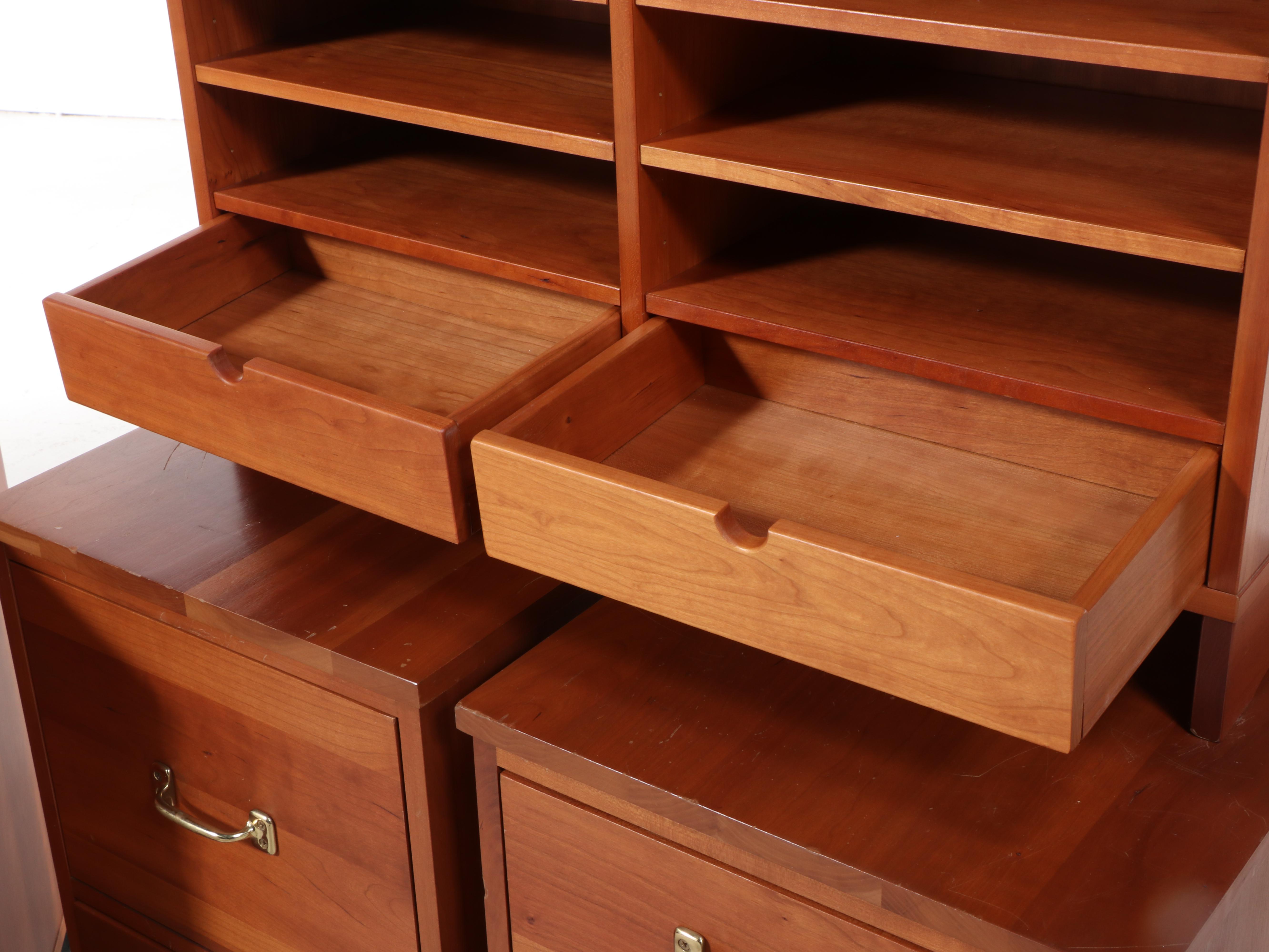 Four Cherrywood File Cabinets, Including Levenger