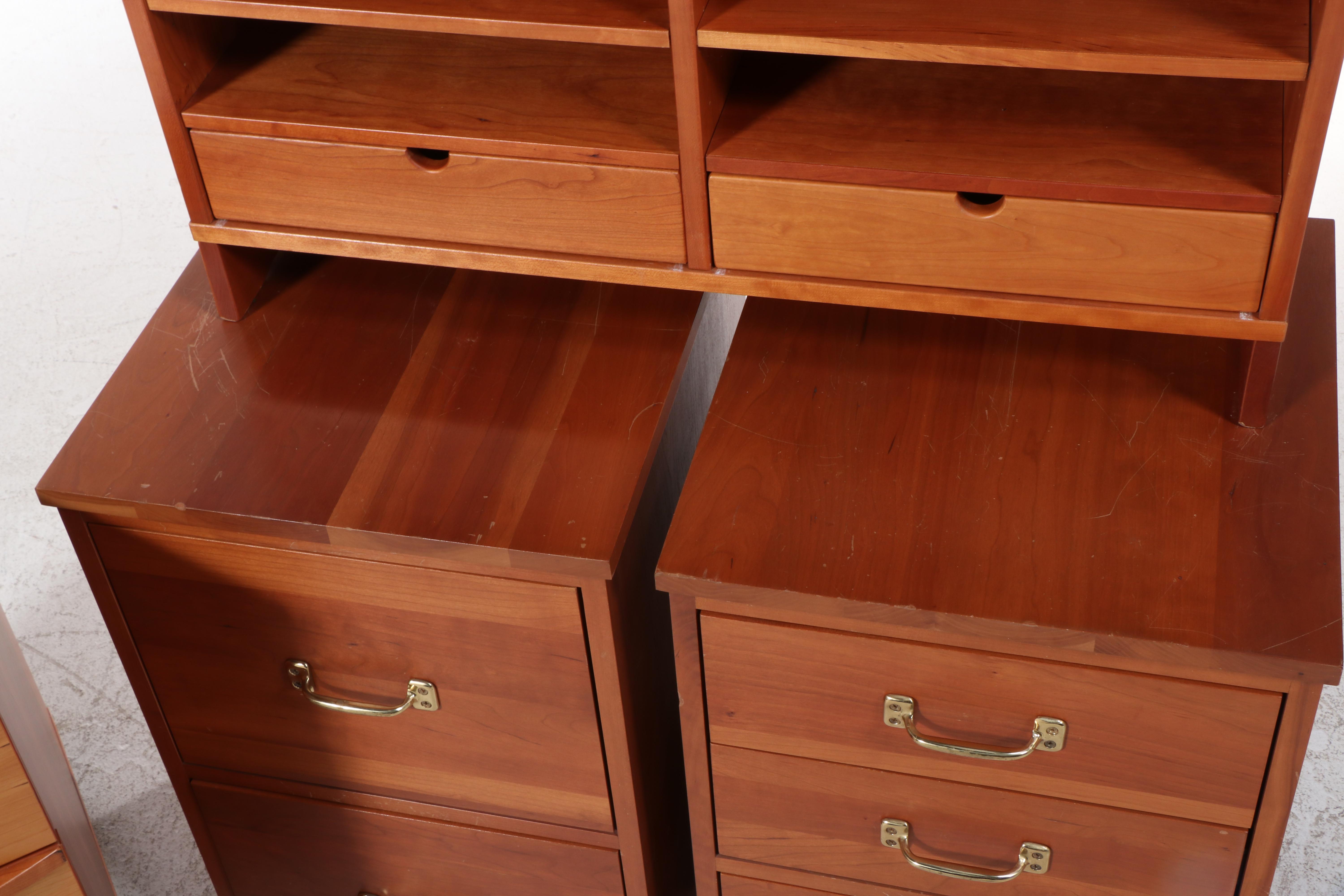 Four Cherrywood File Cabinets, Including Levenger