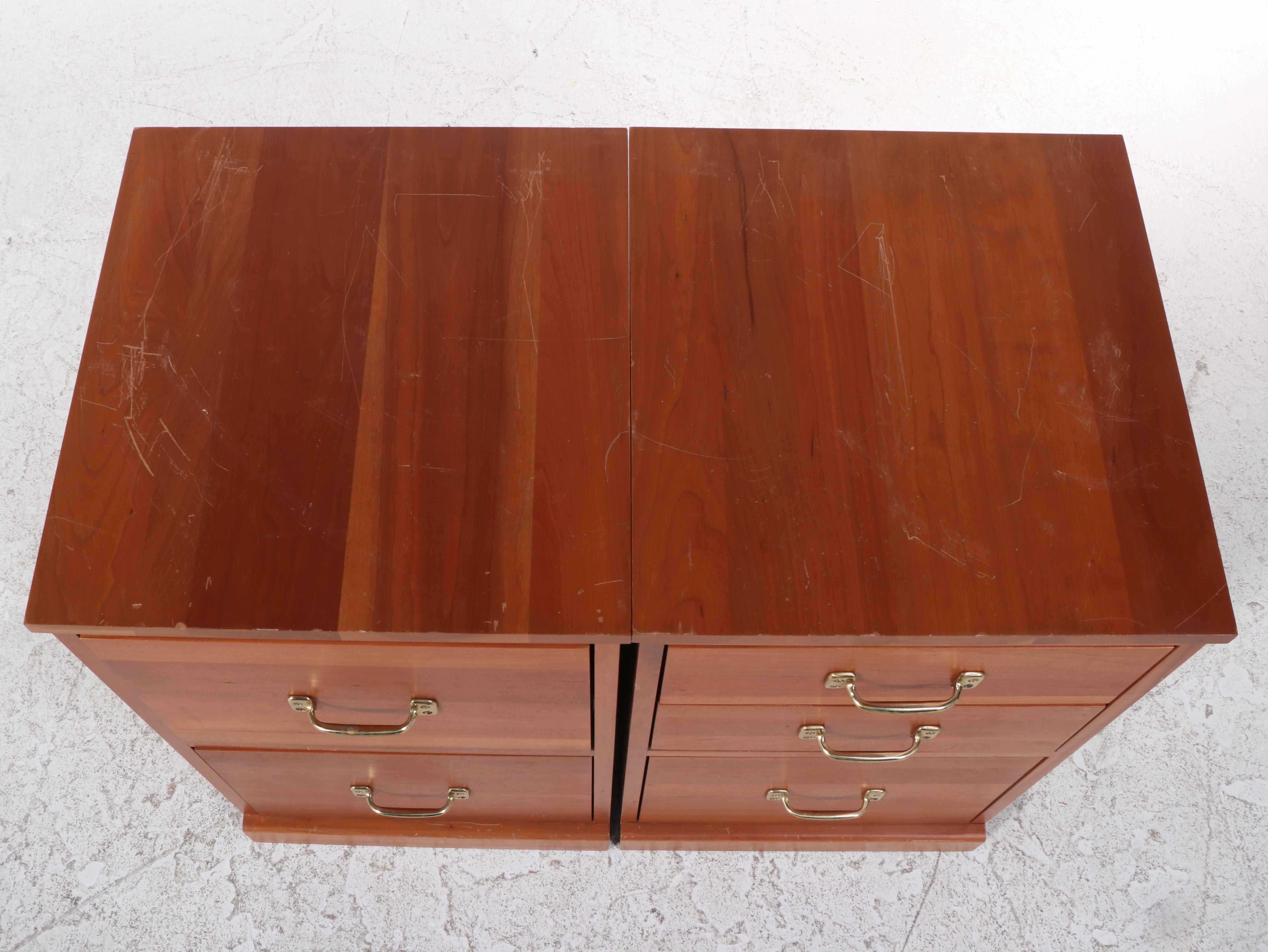 Four Cherrywood File Cabinets, Including Levenger