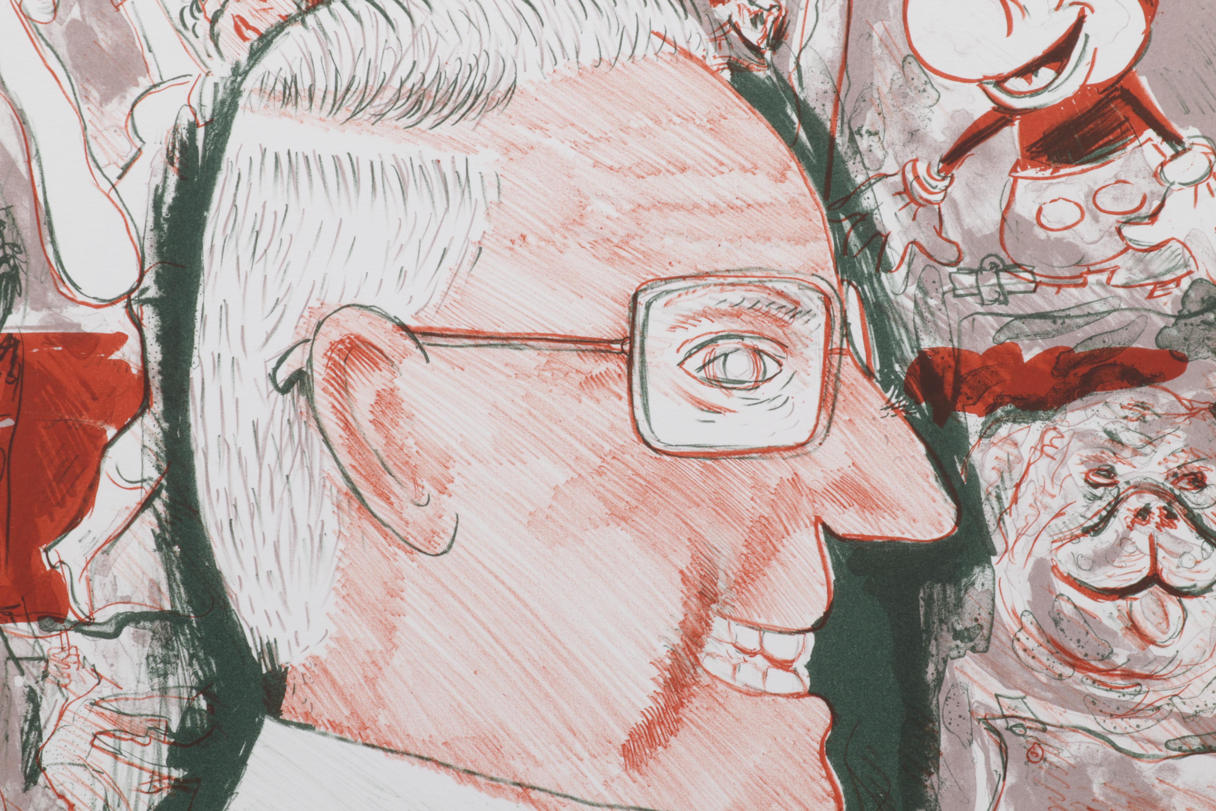 Sidney Chafetz Color Lithograph "Self Portrait," 1987