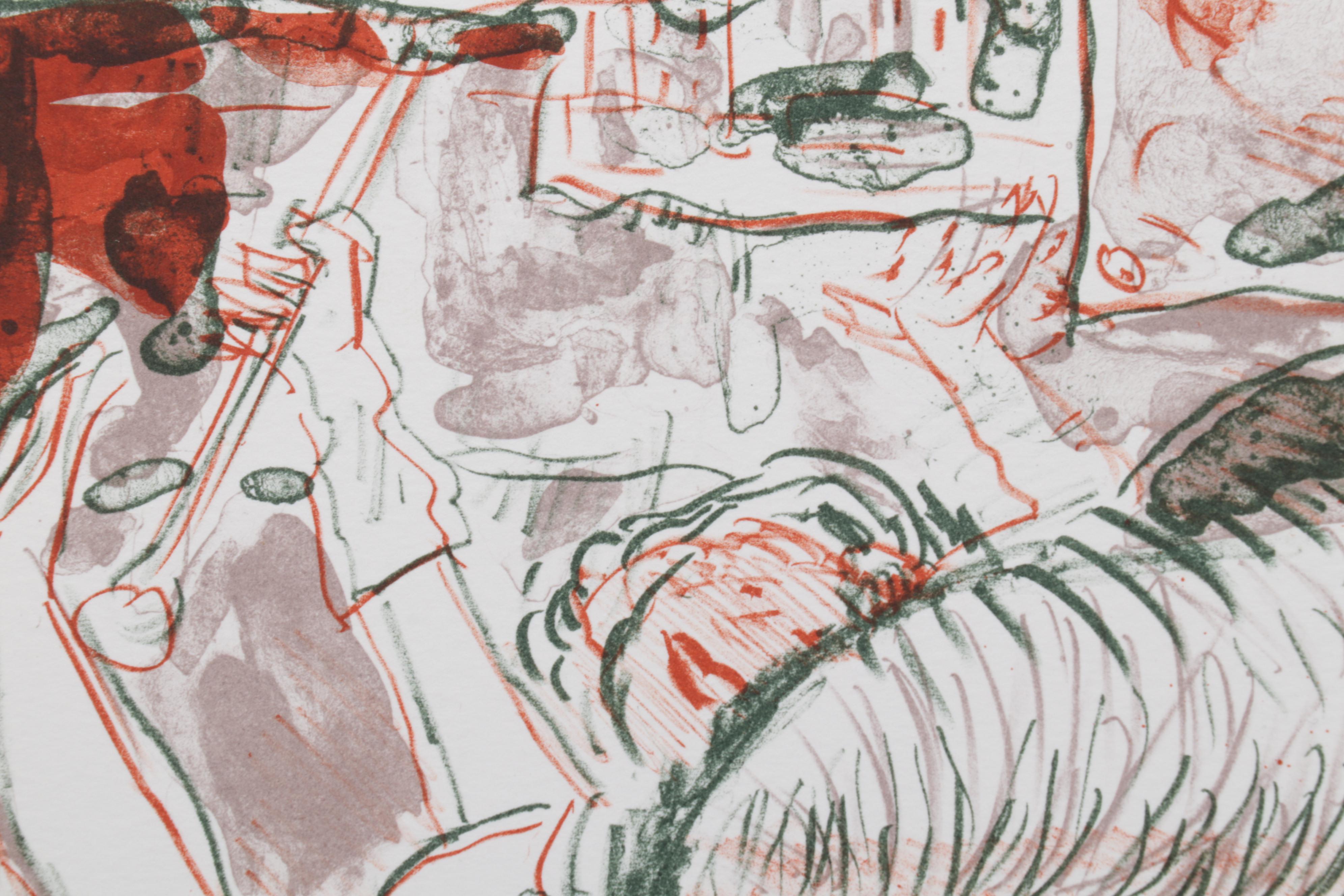 Sidney Chafetz Color Lithograph "Self Portrait," 1987