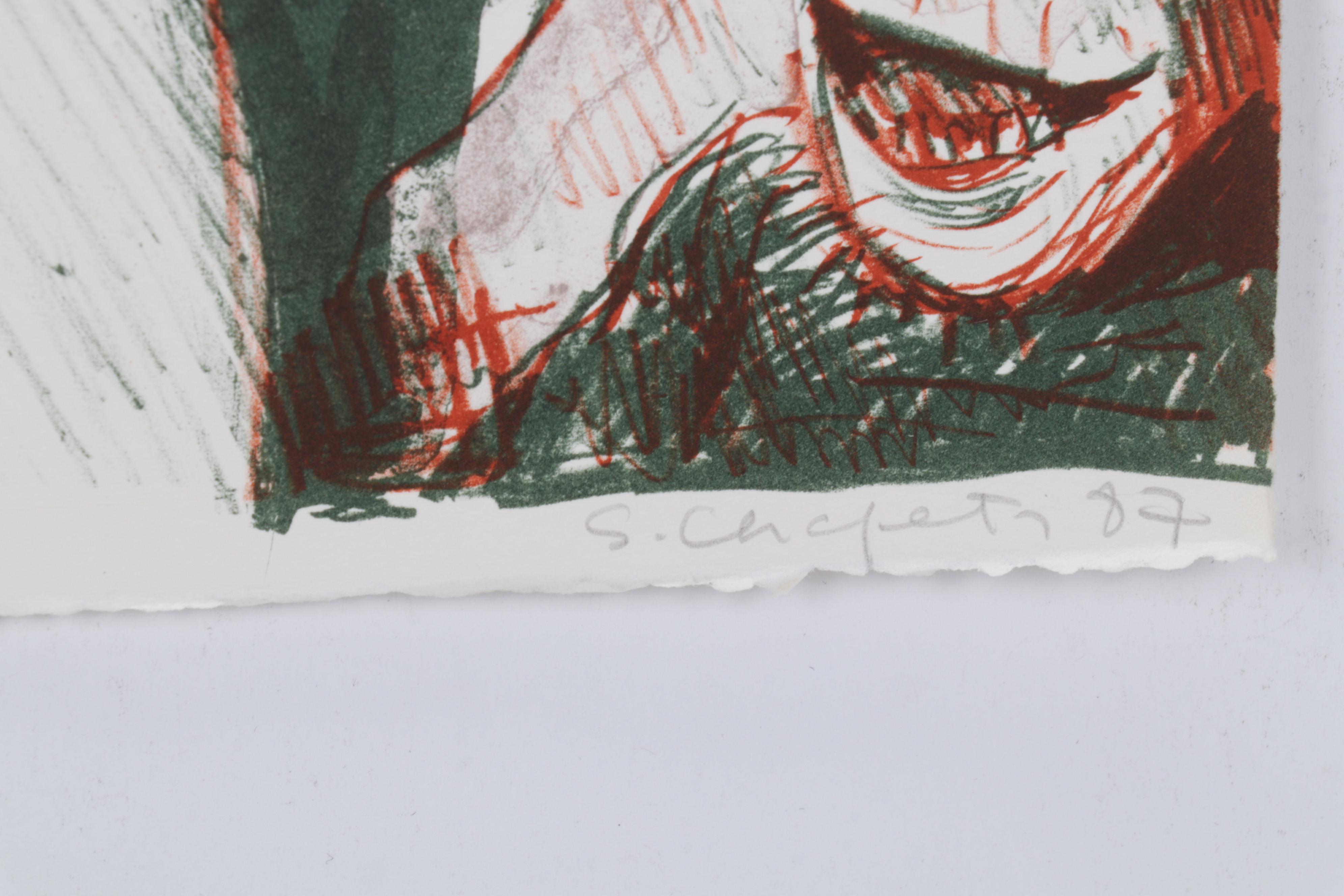 Sidney Chafetz Color Lithograph "Self Portrait," 1987