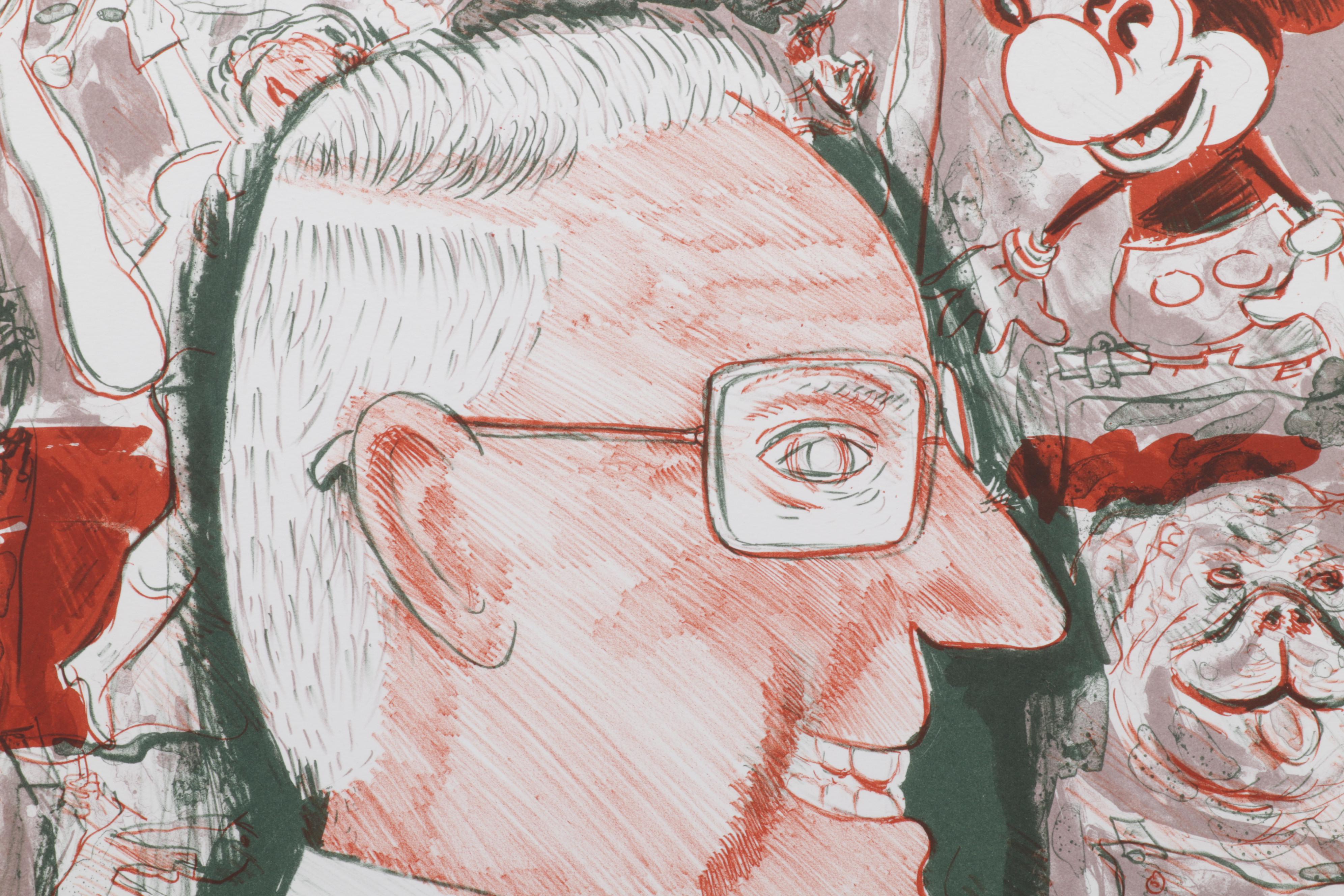 Sidney Chafetz Color Lithograph "Self Portrait," 1987