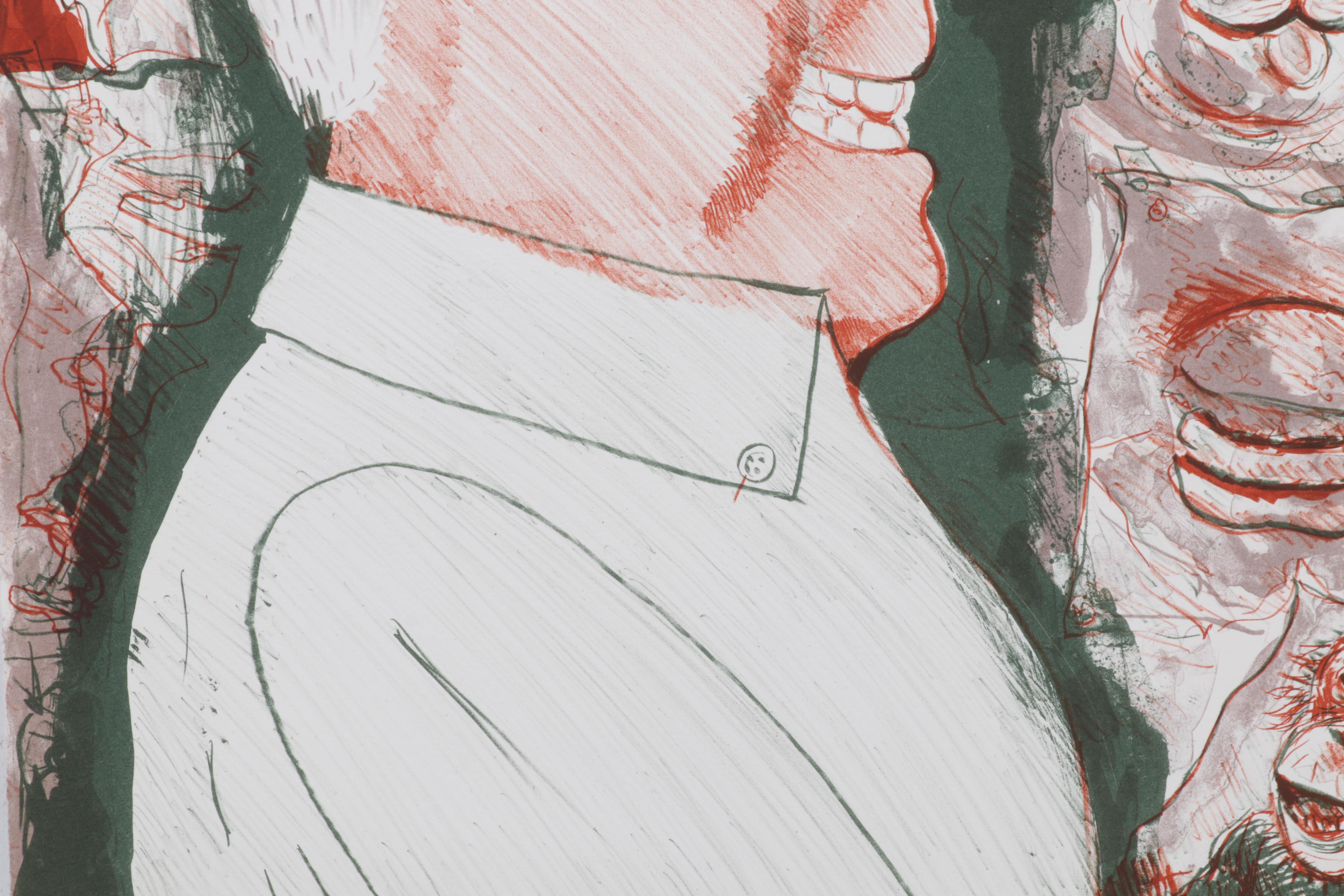 Sidney Chafetz Color Lithograph "Self Portrait," 1987