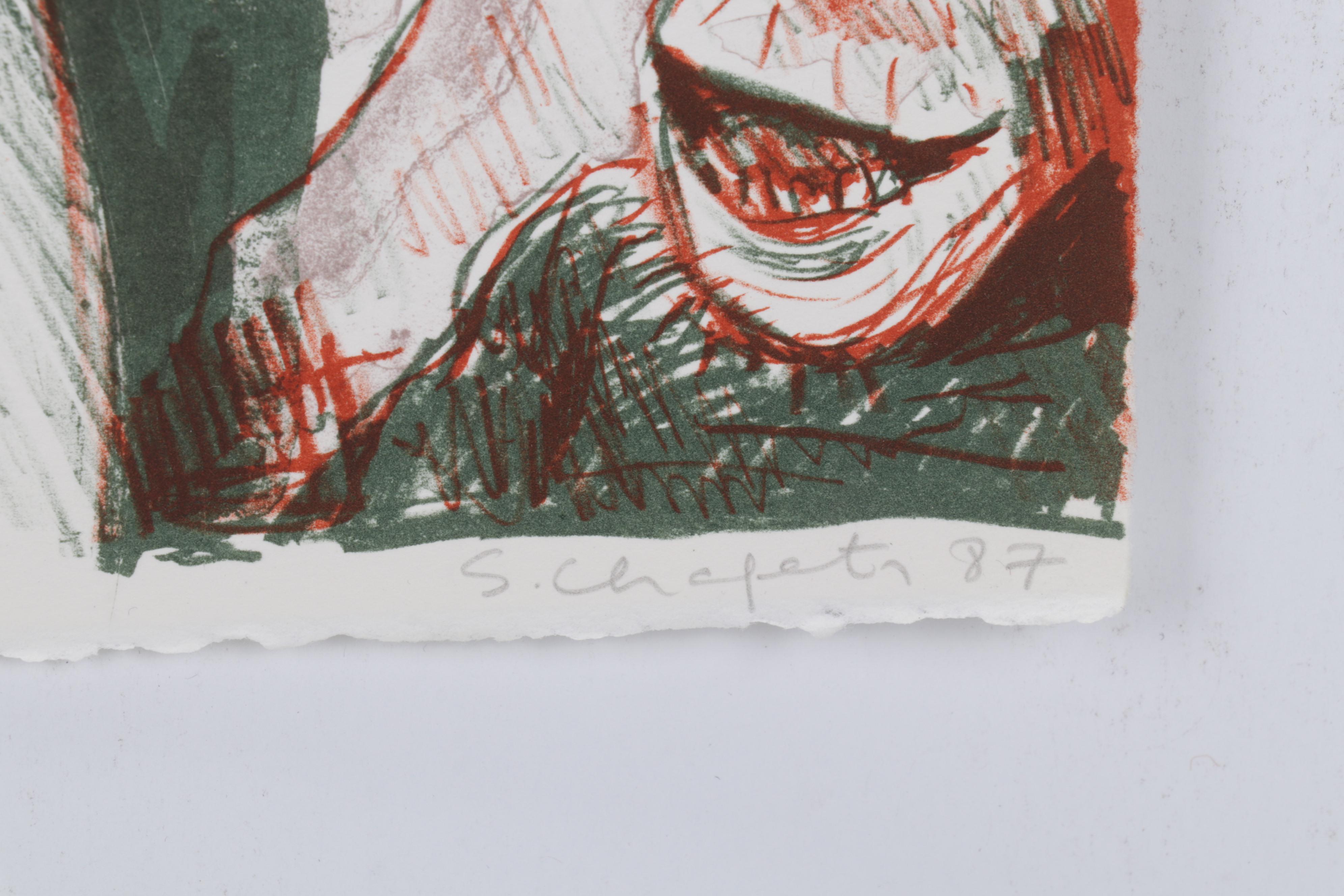 Sidney Chafetz Color Lithograph "Self Portrait," 1987