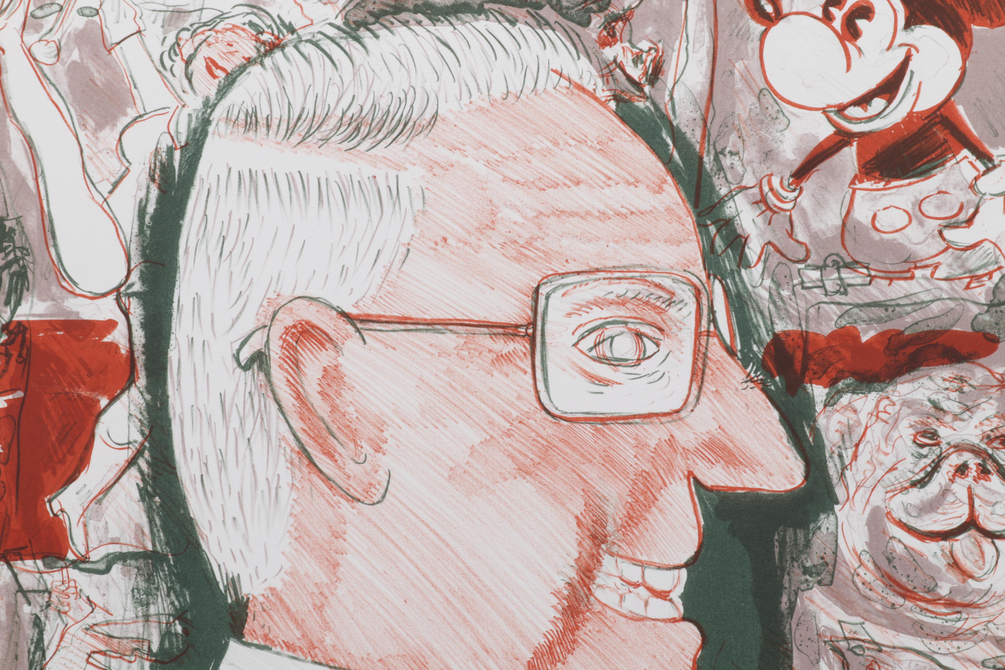 Sidney Chafetz Color Lithograph "Self Portrait," 1987