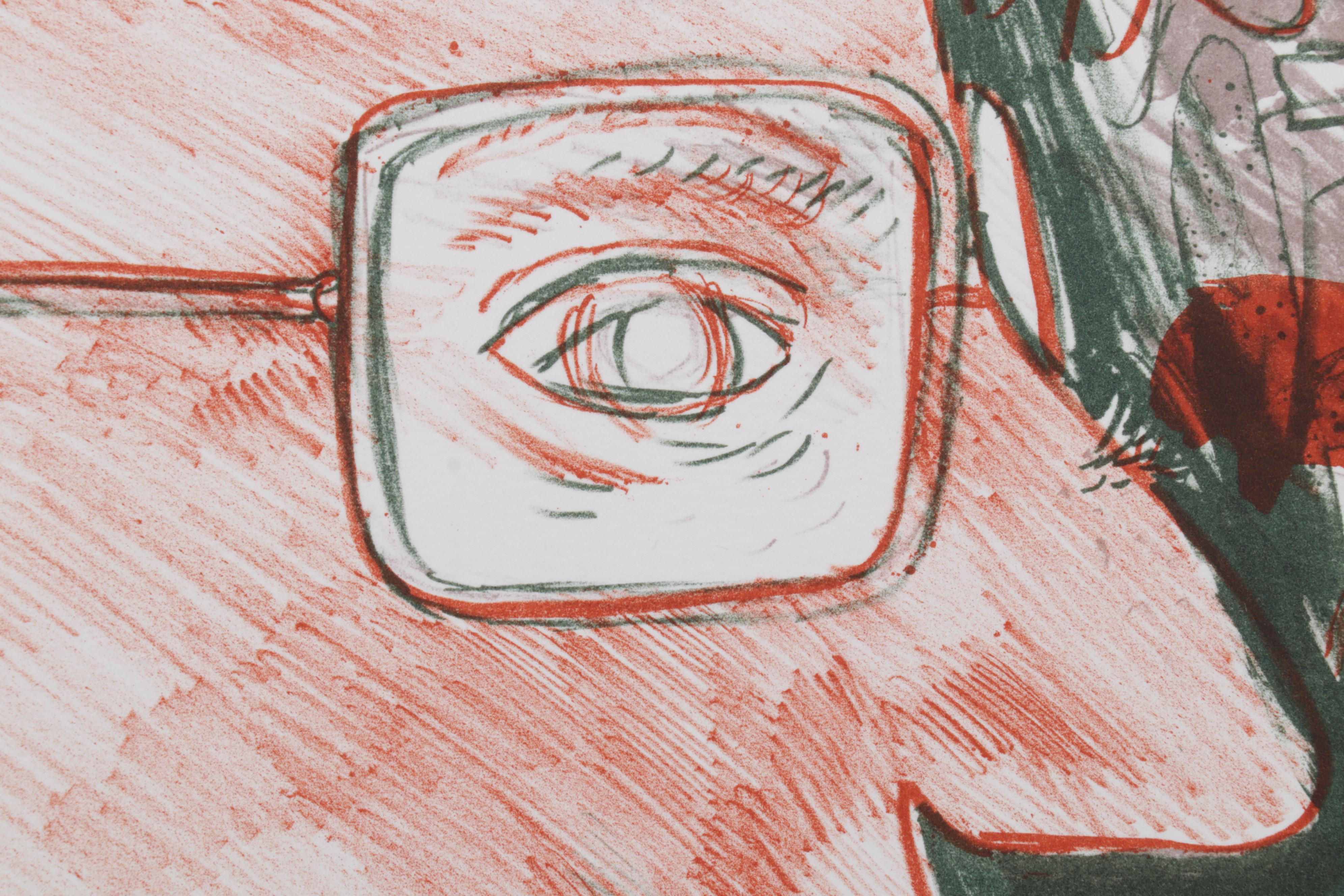 Sidney Chafetz Color Lithograph "Self Portrait," 1987