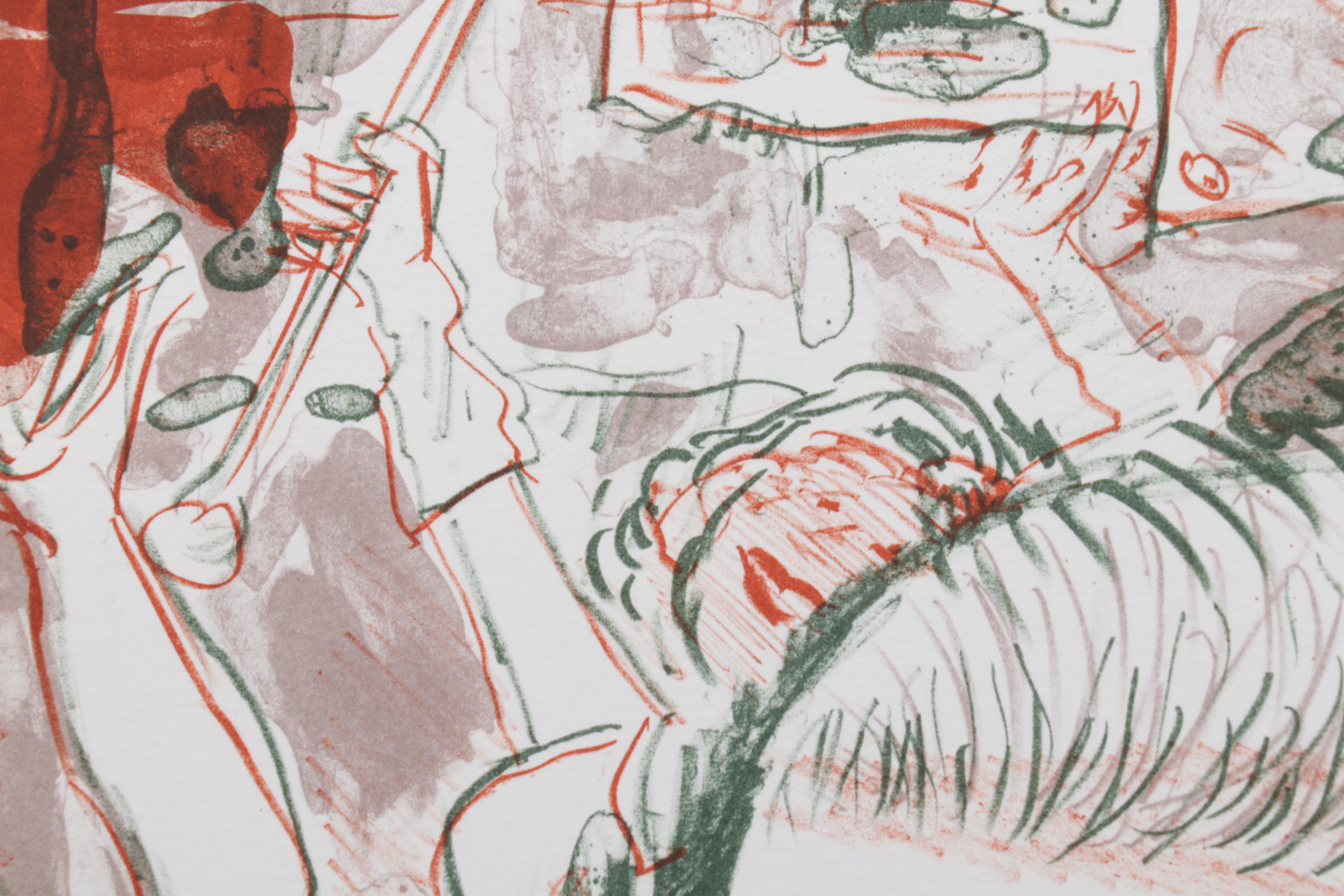 Sidney Chafetz Color Lithograph "Self Portrait," 1987