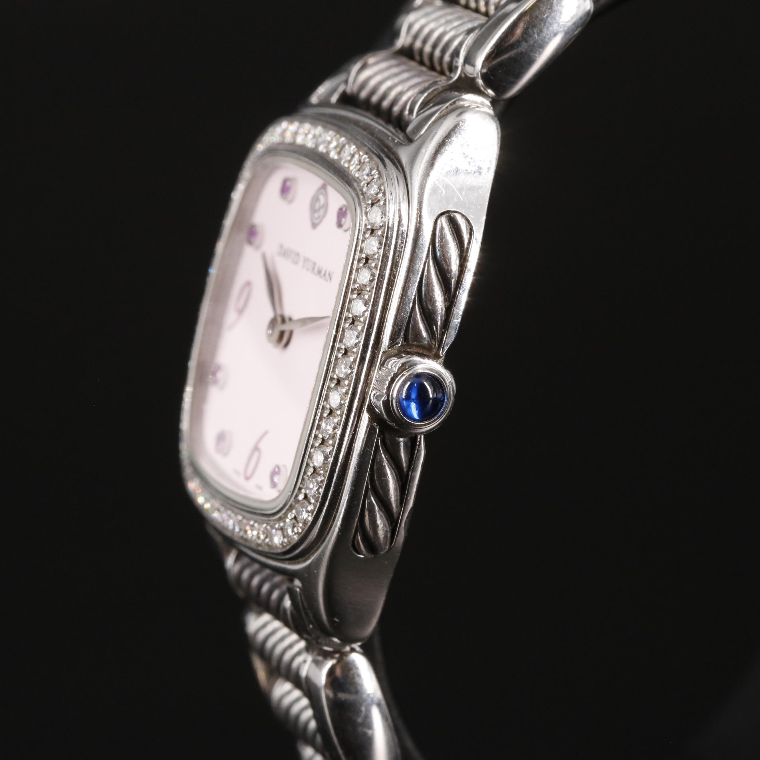 David Yurman Thoroughbred Pink Dial Diamond Bezel Wrist Watch